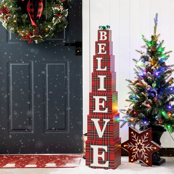 42""H Wooden BELIEVE Double-edge Porch Decor