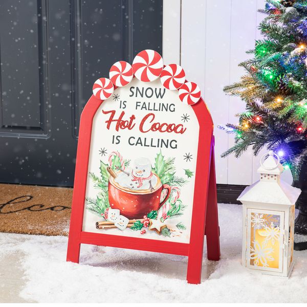 24.25""H Christmas Wooden Peppermint Easel Porch Decor