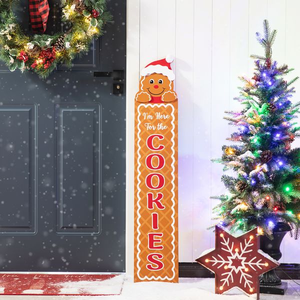 42H Wood Christmas Gingerbread Man Porch Decor Sign