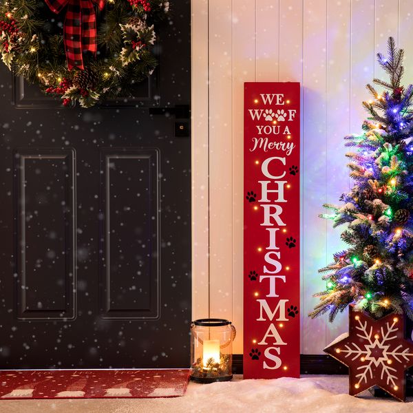 42''H Wooden Lighted ""CHRISTMAS"" Porch Sign with Timer