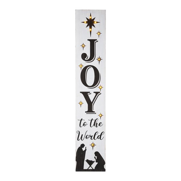 42""H Lighted Wooden Nativity Porch Sign with Timer