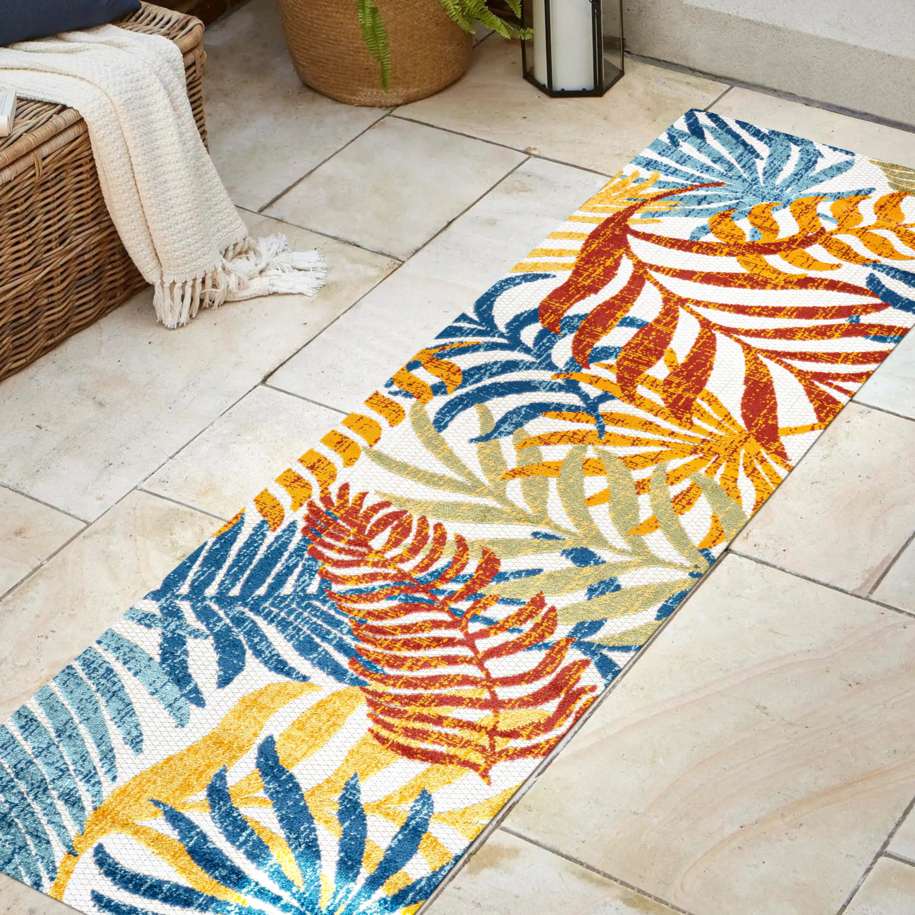 Tropics Palm Leaves Indoor/Outdoor Runner Rug