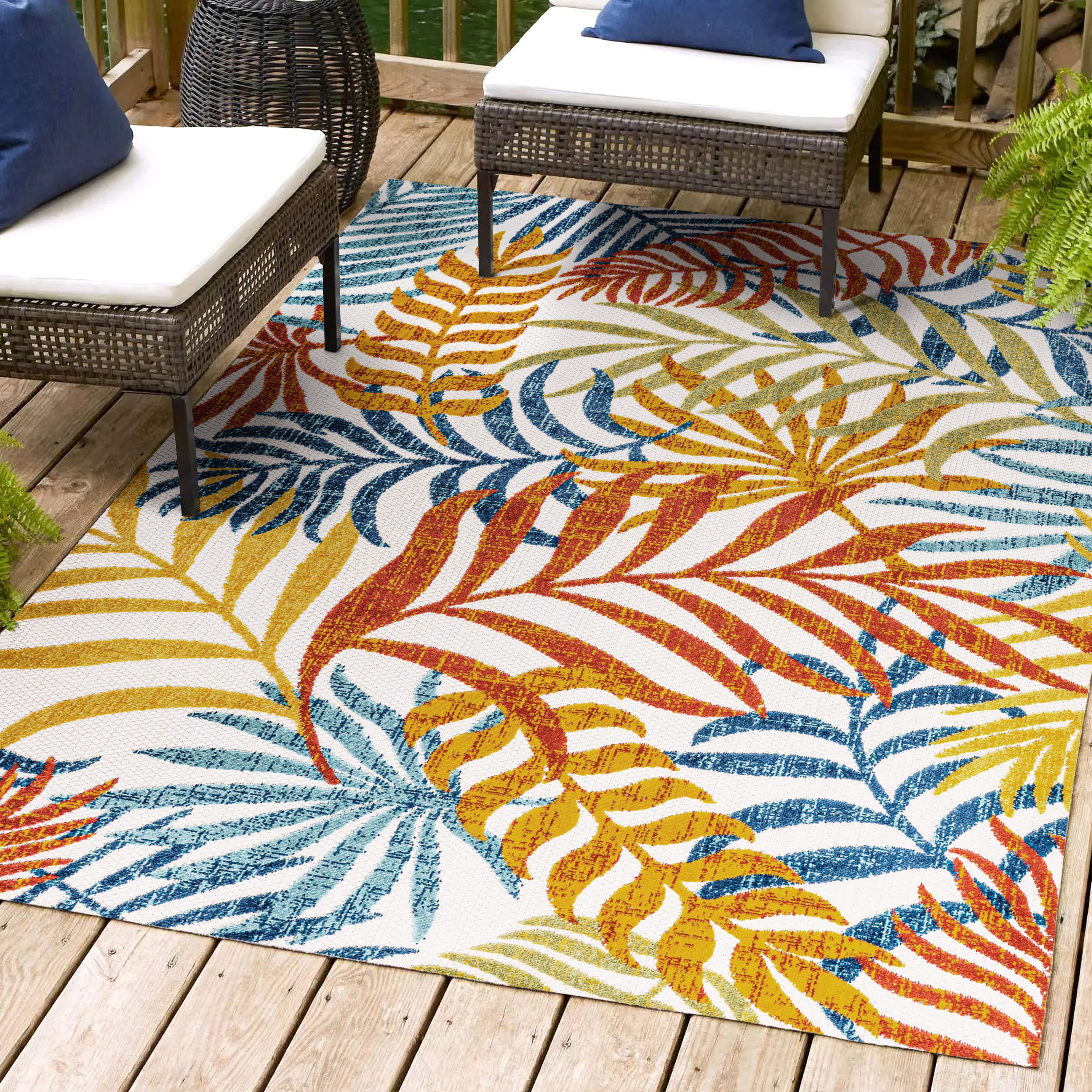 Tropics Palm Leaves Indoor/Outdoor Area Rug