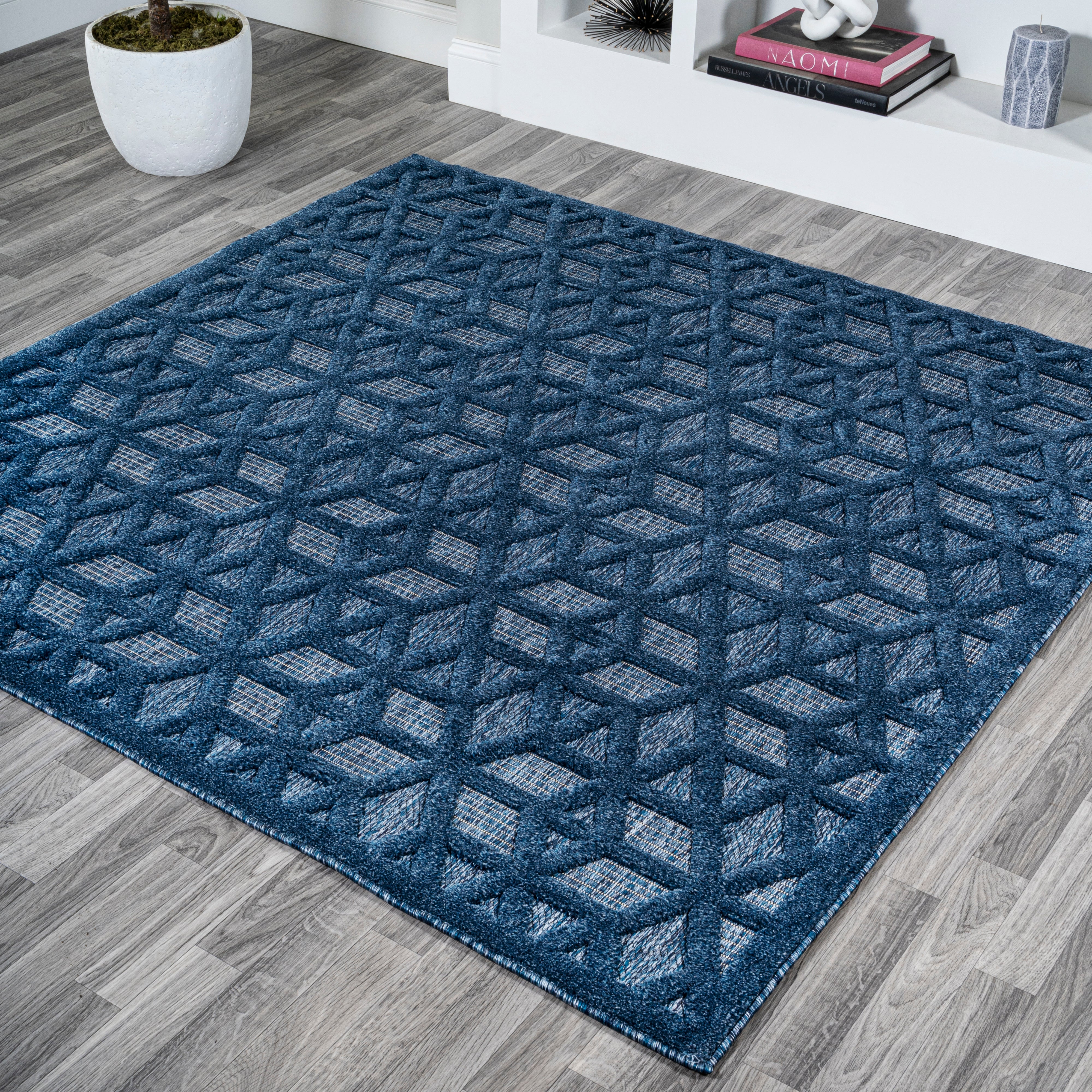 Talaia Neutral Geometric Square Indoor/Outdoor Area Rug