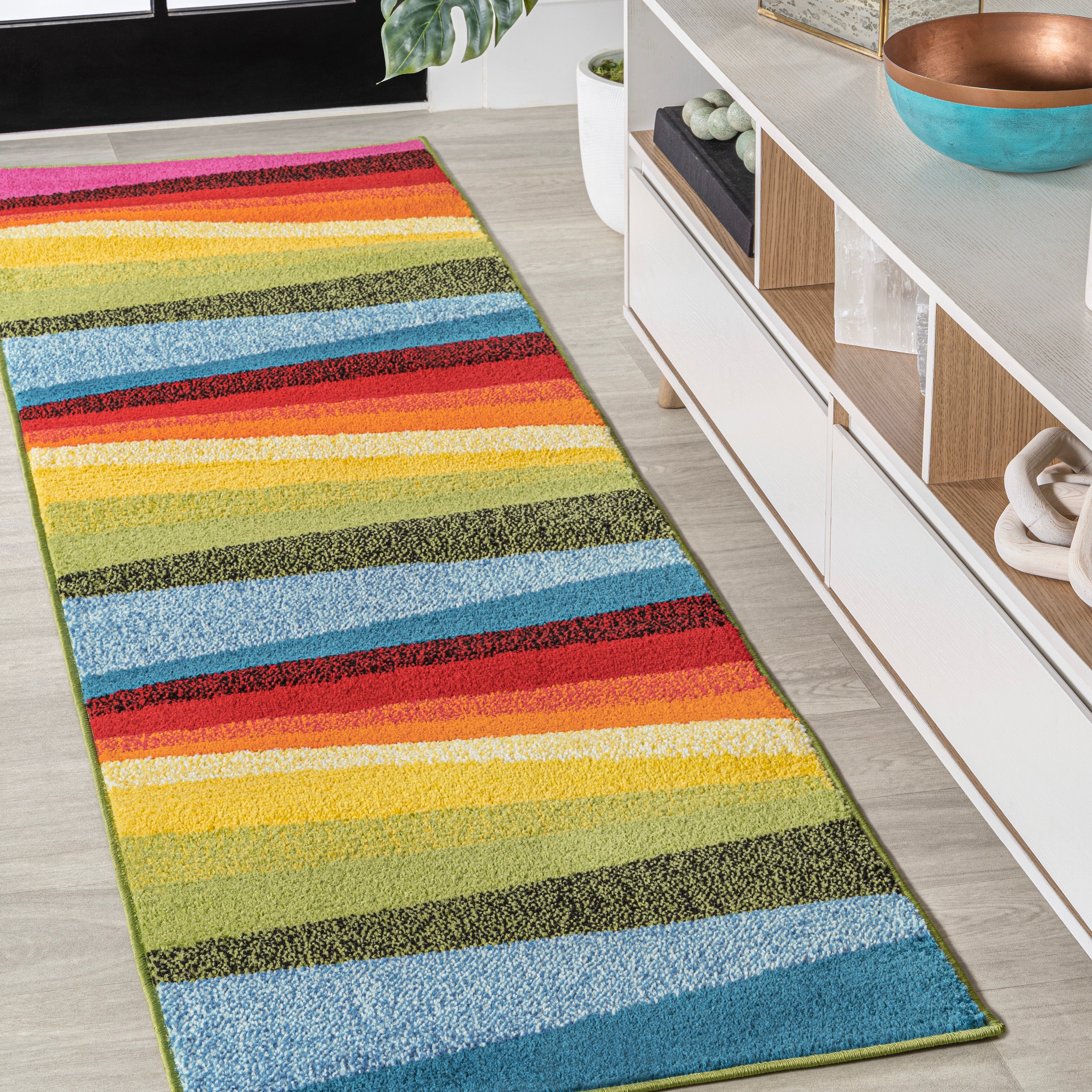 Prism Geometric Striped Runner Rug