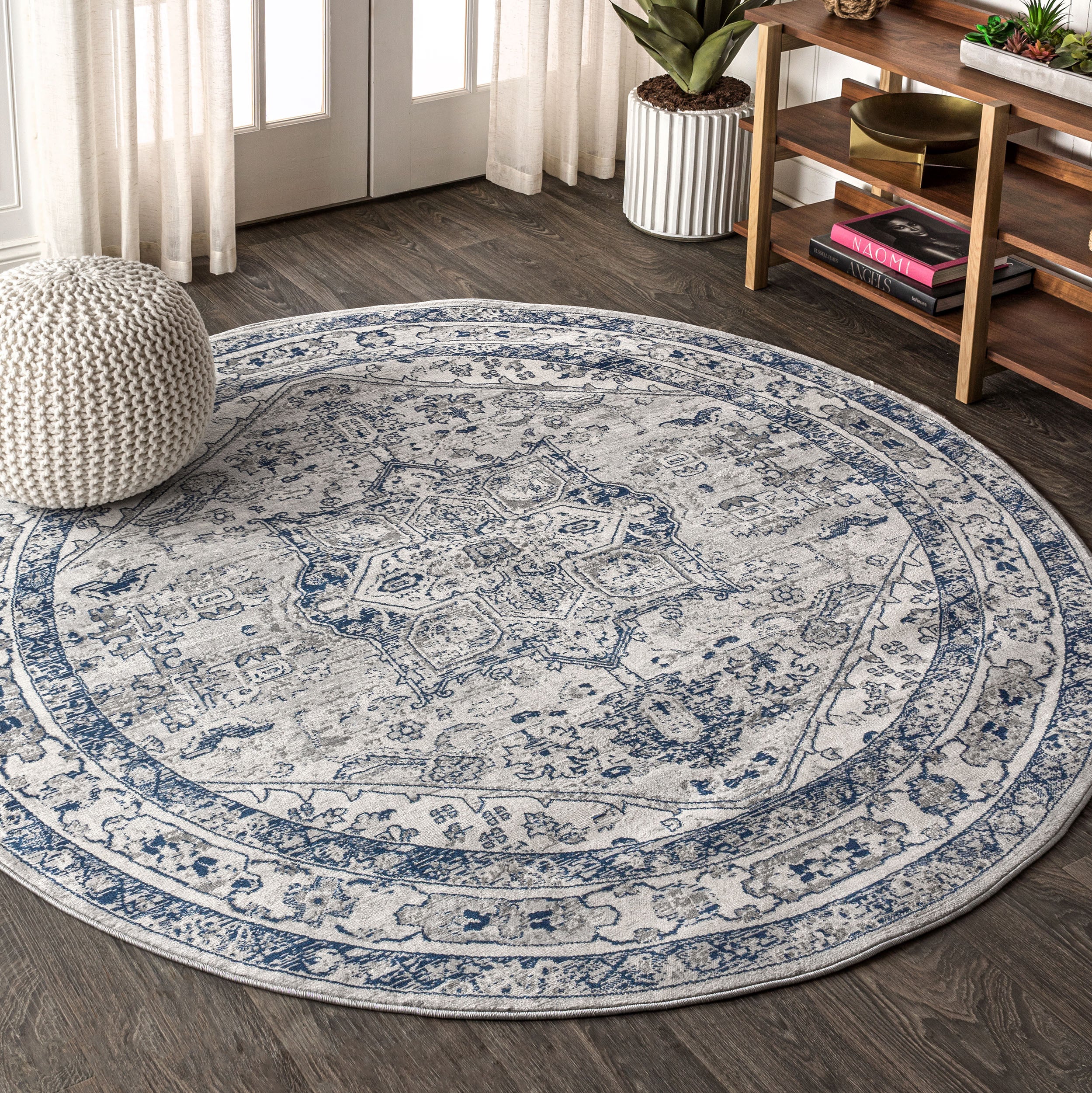 Persian Vintage Medallion Round Area Rug