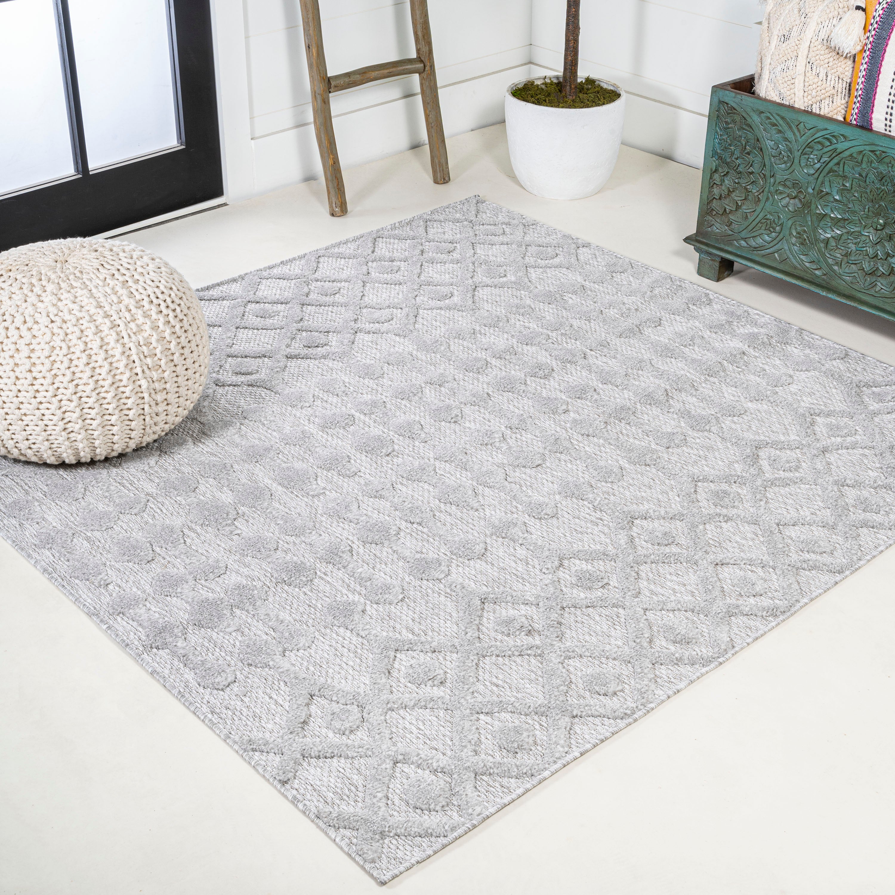 Peralta Moroccan Diamond Square Indoor/Outdoor Area Rug