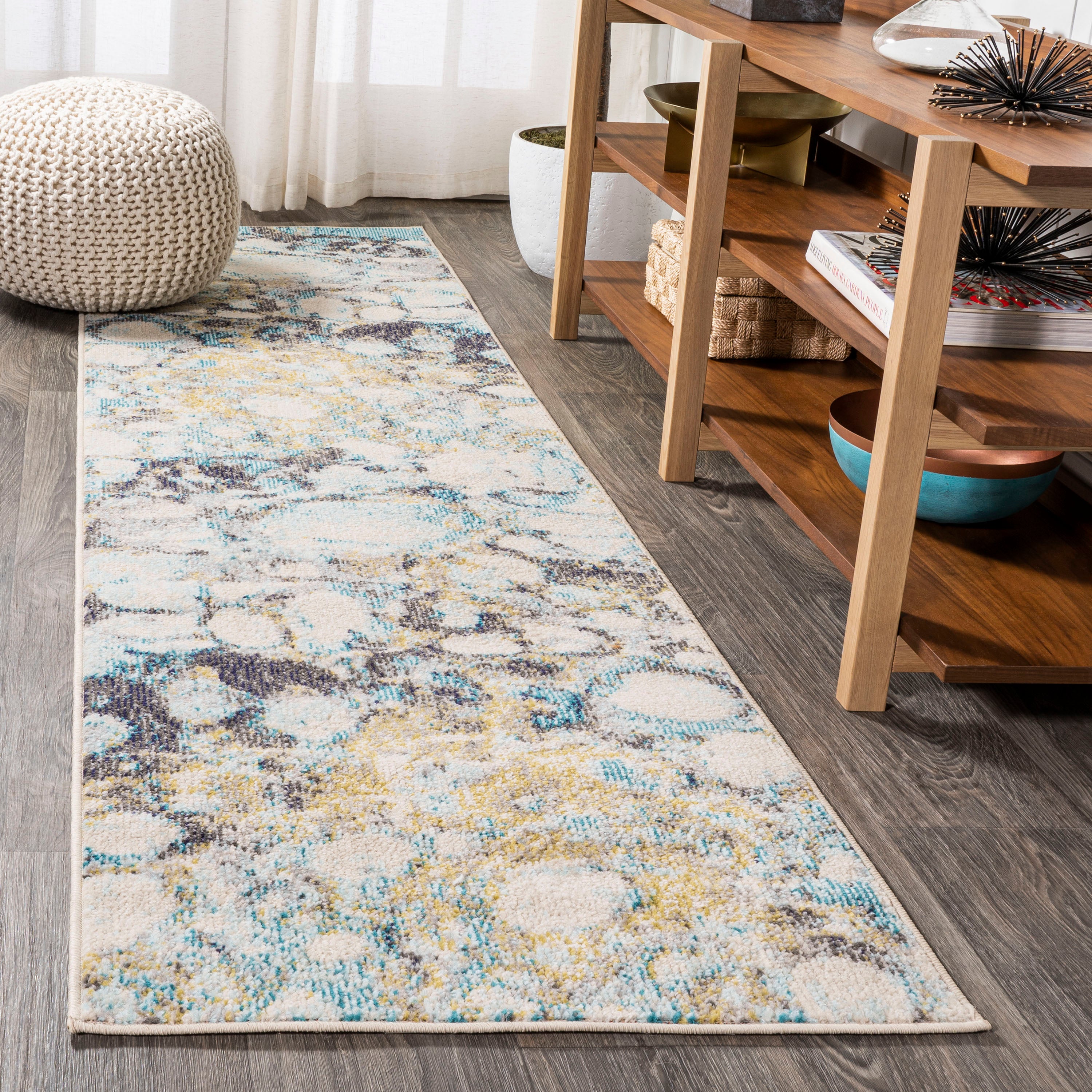 Pebble Marbled Abstract Runner Rug