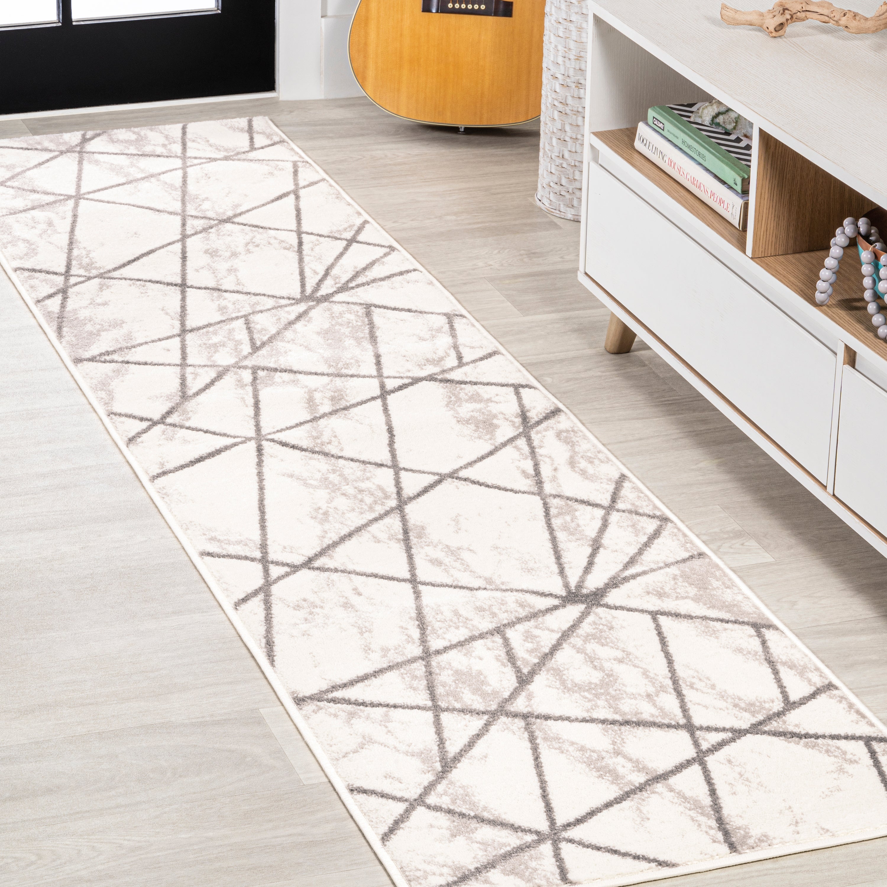 Patras Modern Geometric Marbled Runner Rug