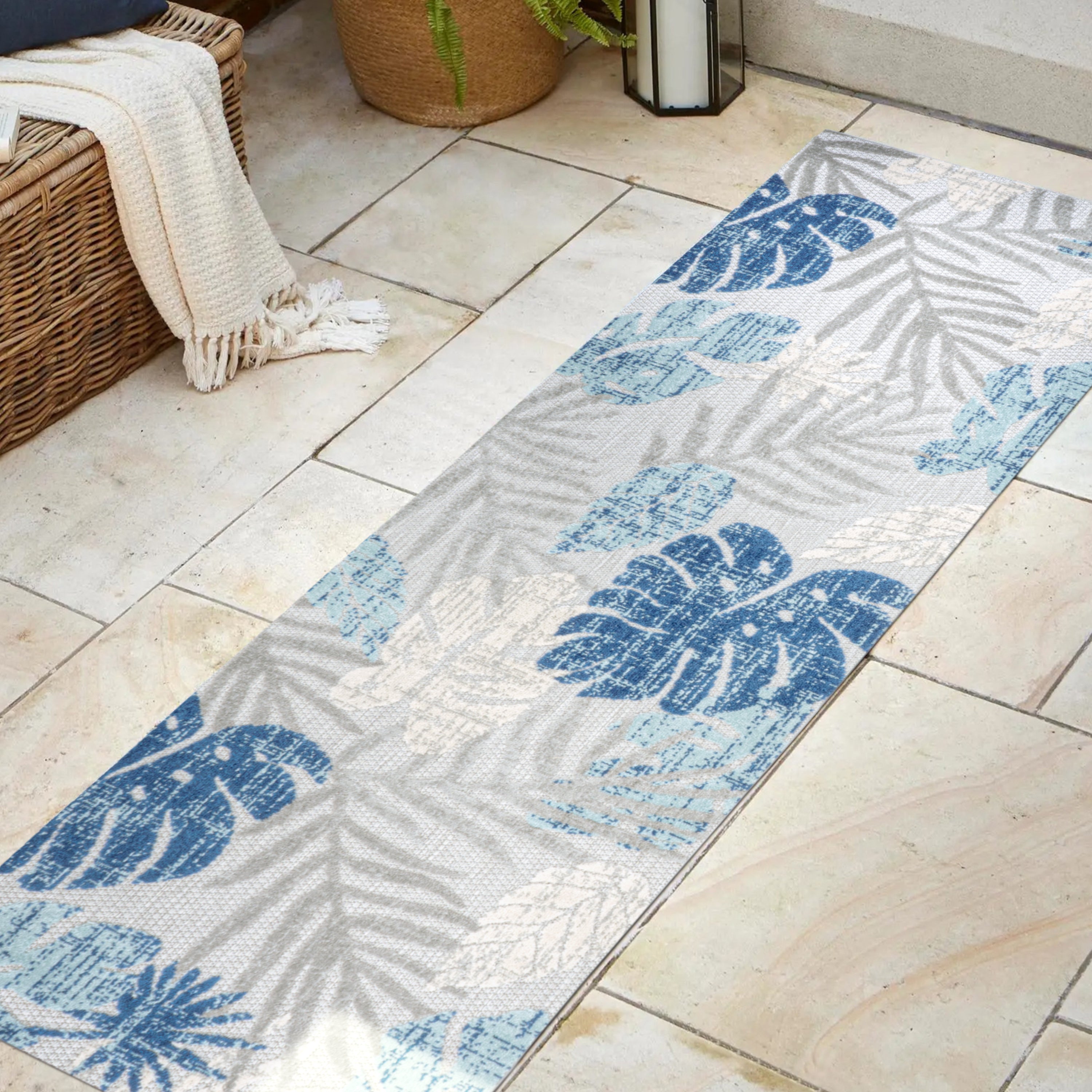 Monstera Tropical Leaf High-Low Indoor/Outdoor Runner Rug