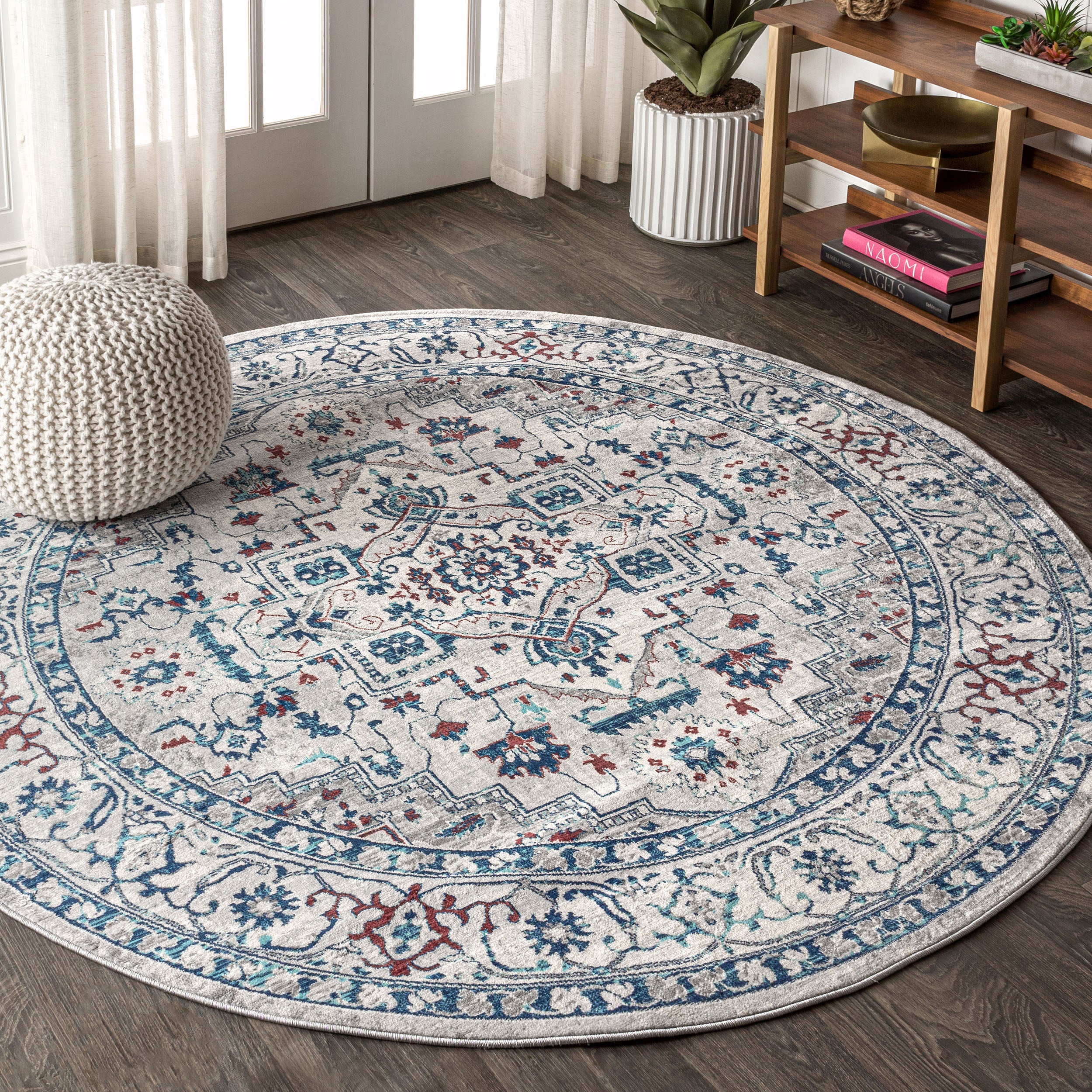 Modern Vintage Medallion Round Area Rug