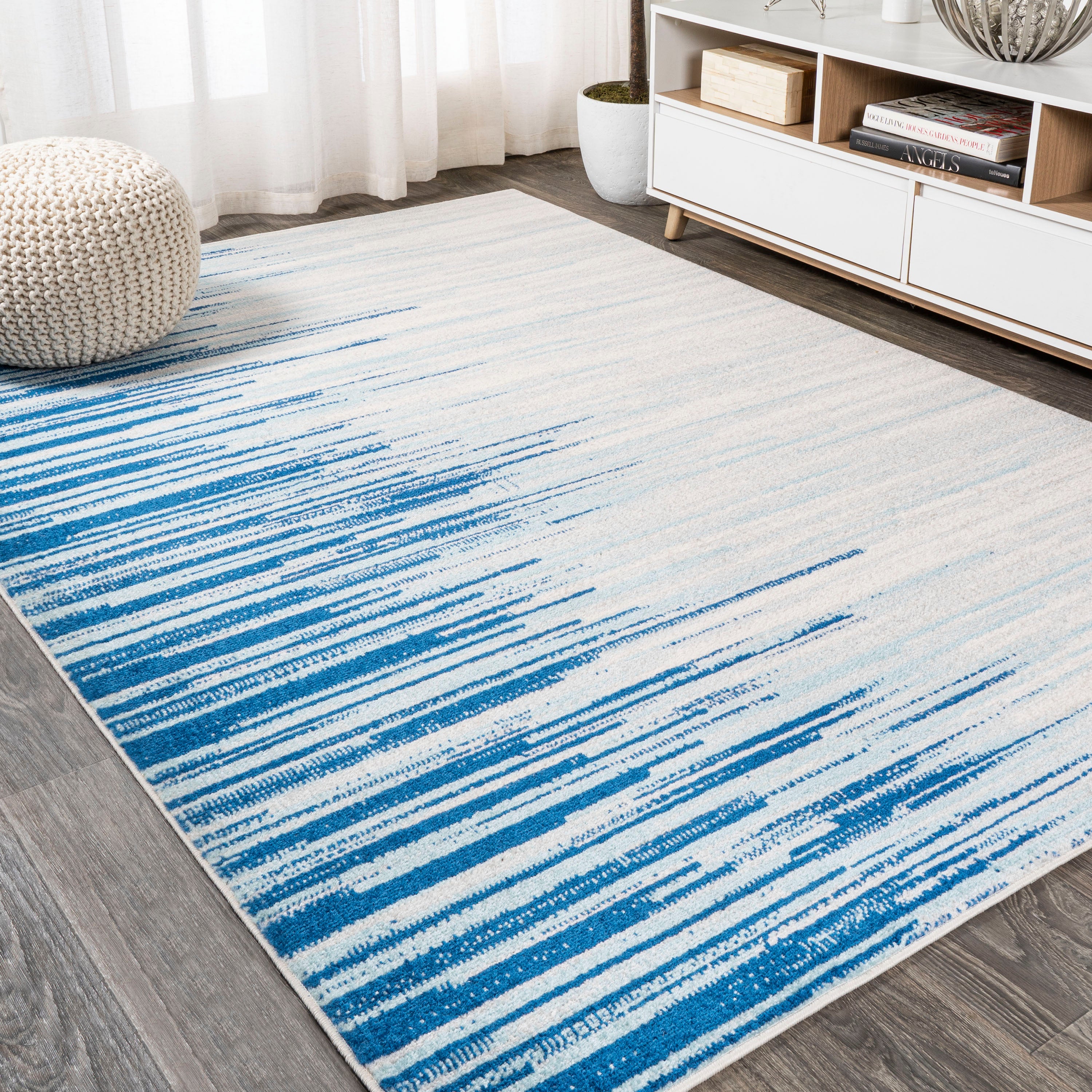 Linear Modern Half-Stripe Area Rug