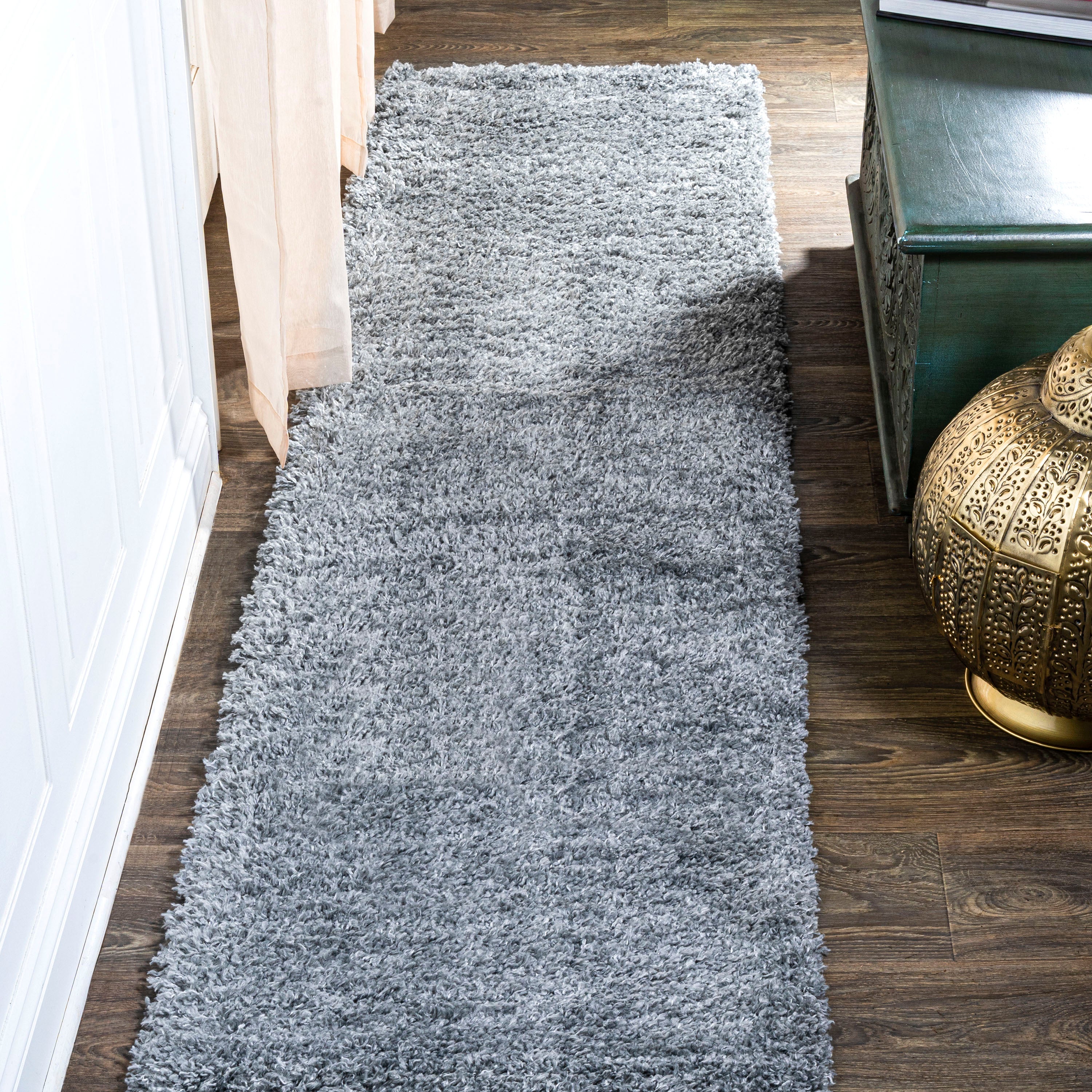 Groovy Solid Shag Runner Rug