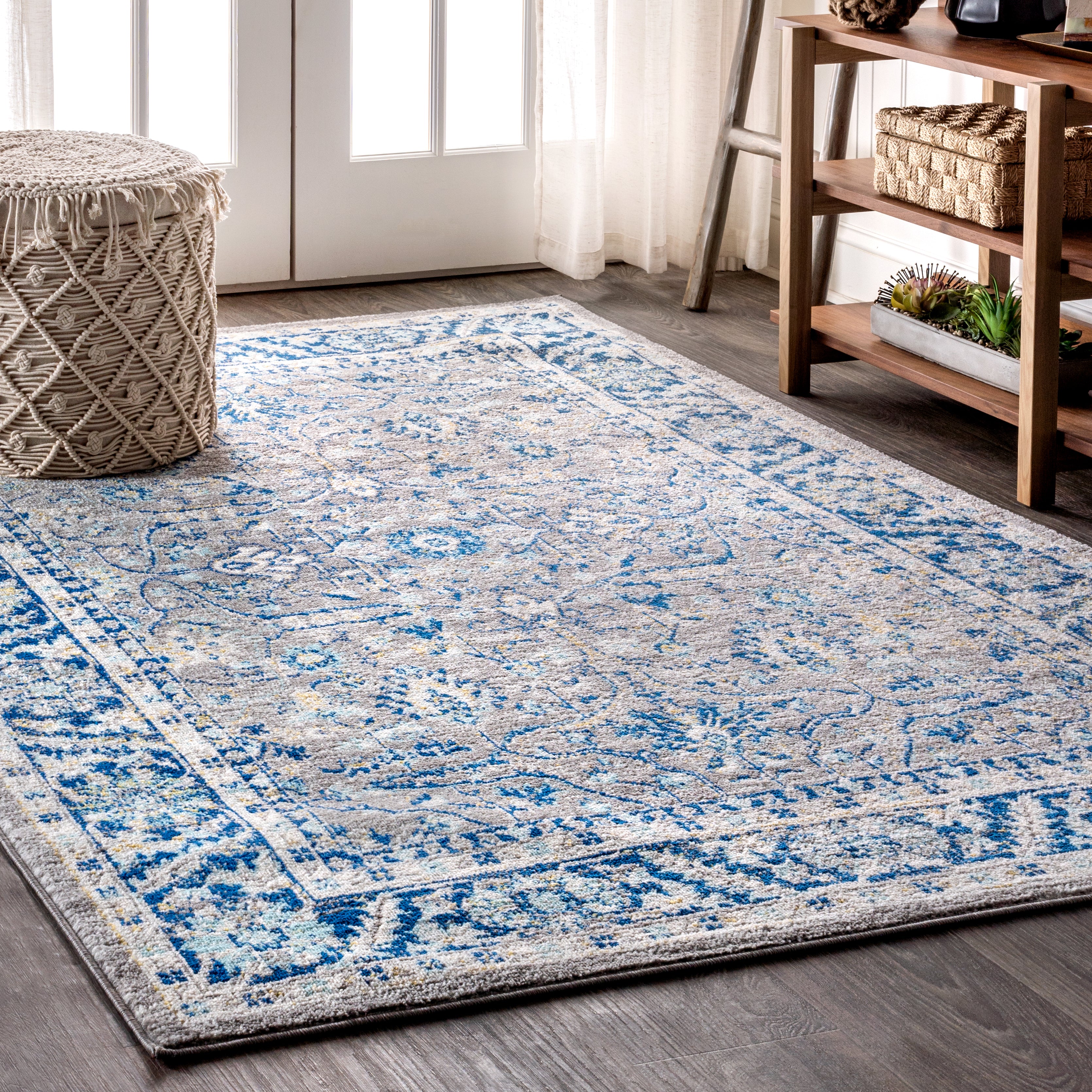 Gray Modern Persian Boho Floral Area Rug