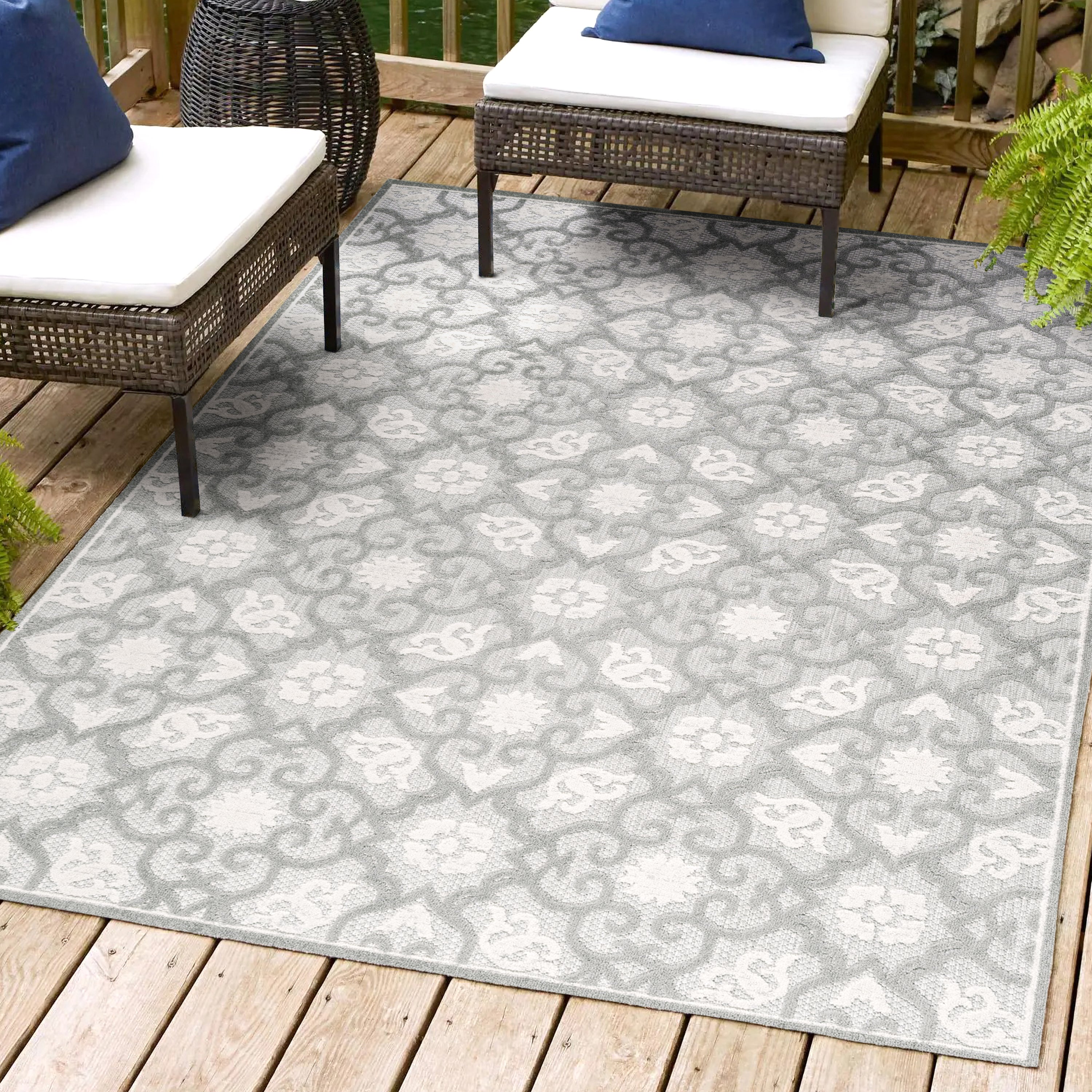 Gallia Tile Trellis High-Low Light Area Rug