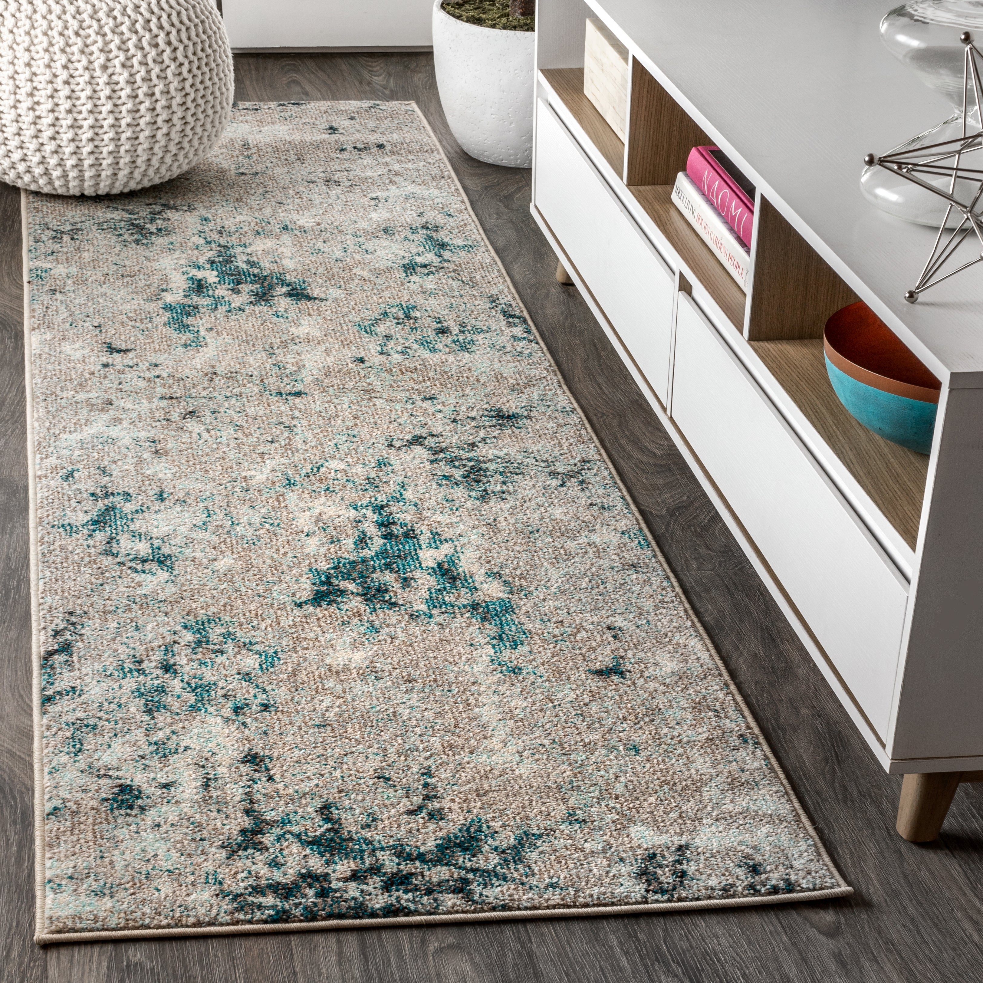 Contemporary POP Modern Abstract Vintage Faded Runner Rug