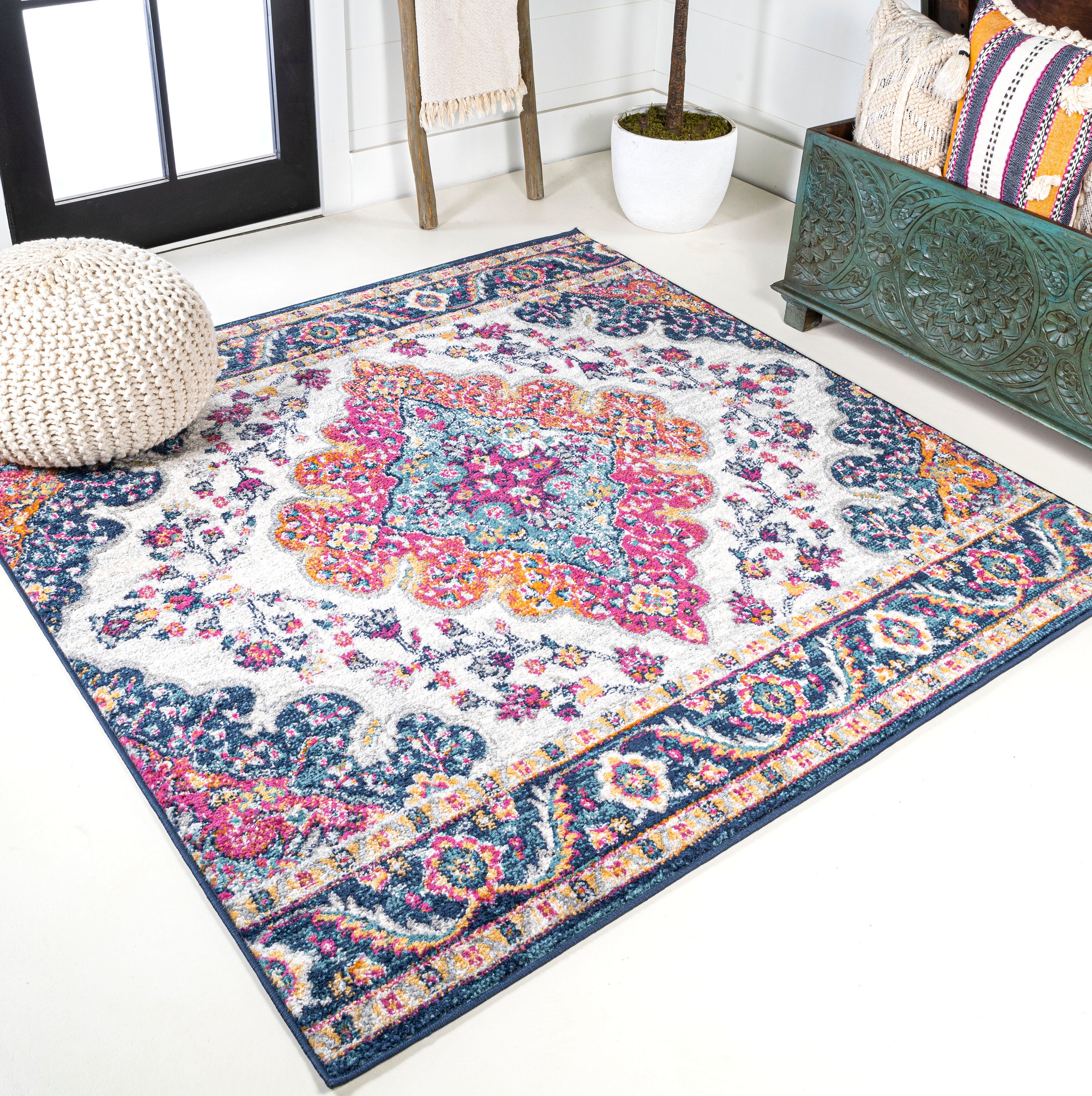 Bohemian FLAIR Boho Vintage Medallion Square Area Rug