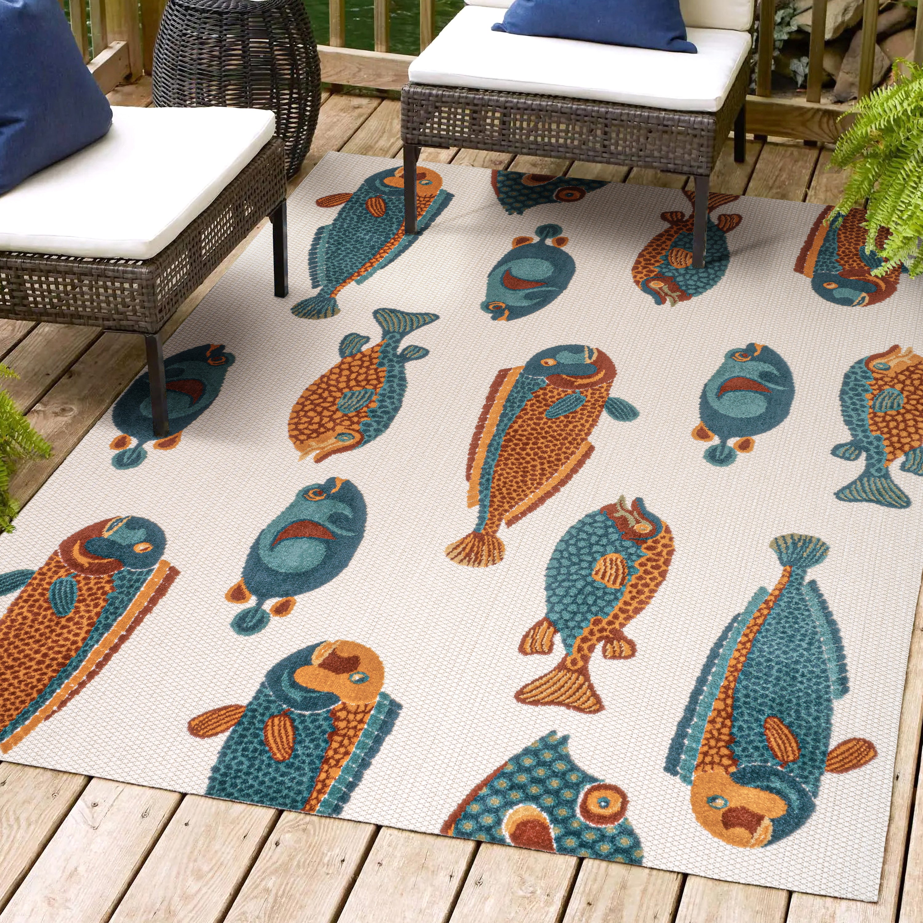 Algarve Modern Fish High-Low Indoor/Outdoor Area Rug