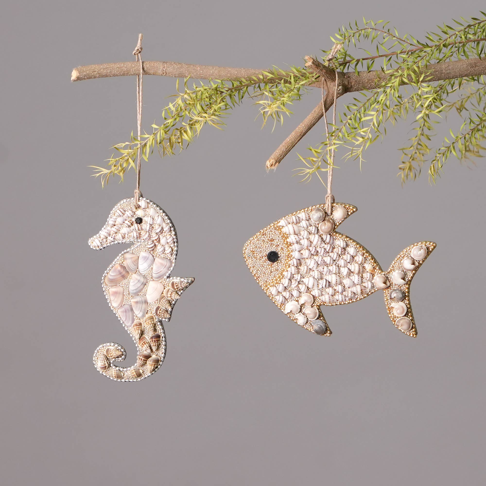 Shell & Glass Beaded Lac Sea Horse Ornament (Case of 6)