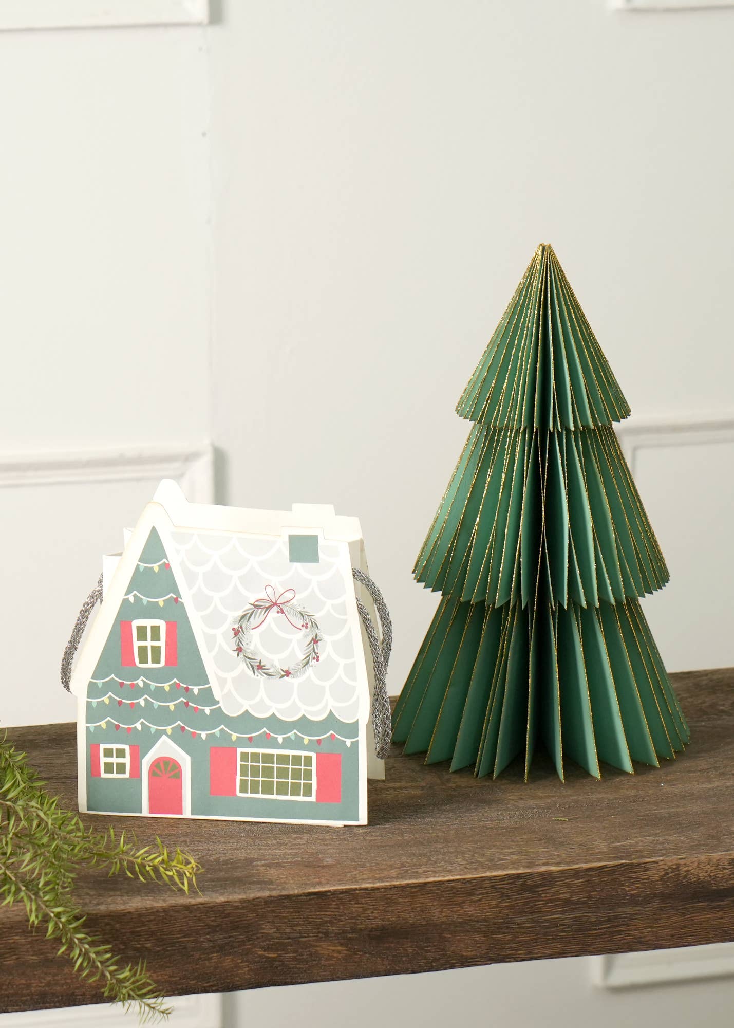 Green Handmade Paper Tree  6.5""(Dia) X 11""(H) (Case of 6)