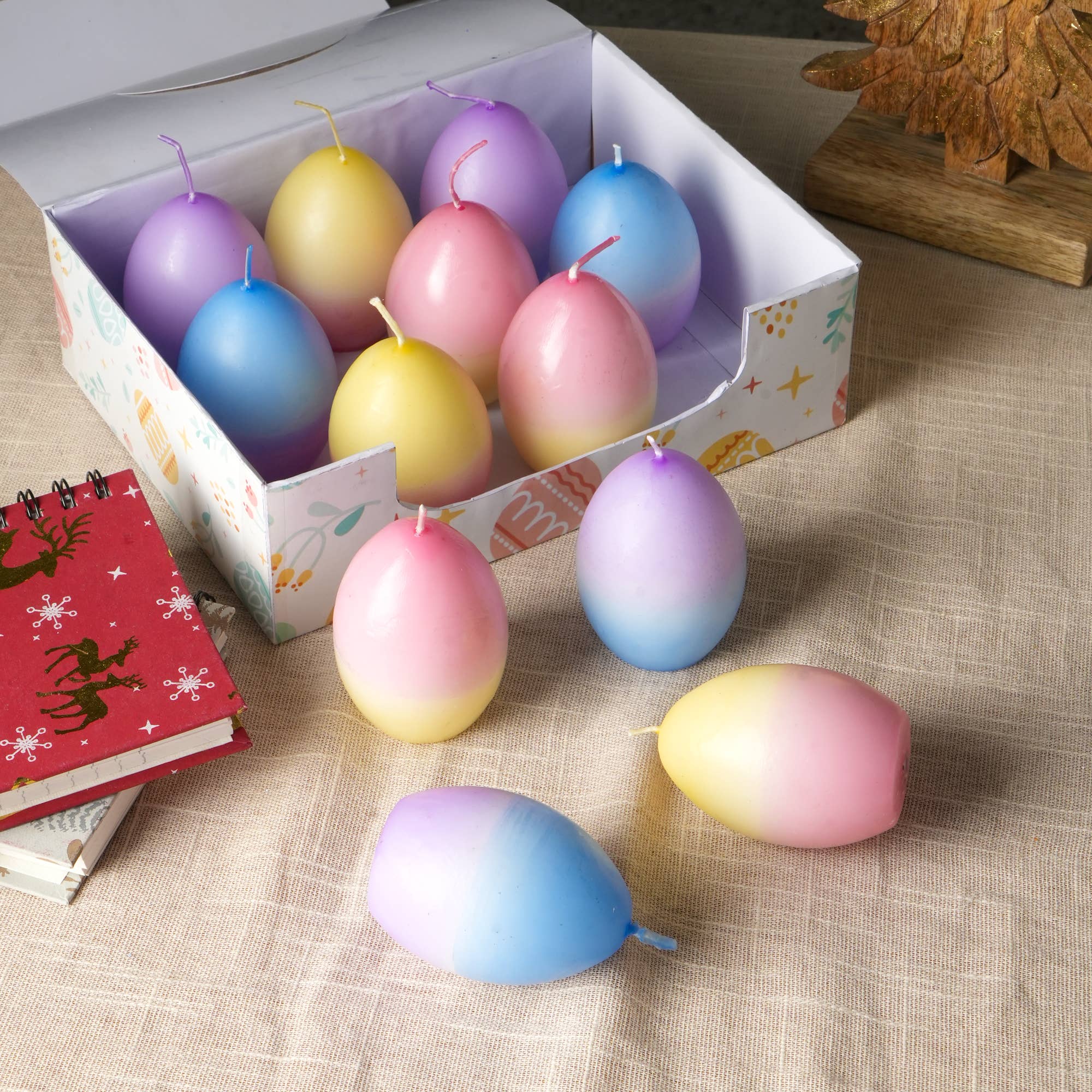 Easter Egg Ombrey Candle Box Of 12 Pcs