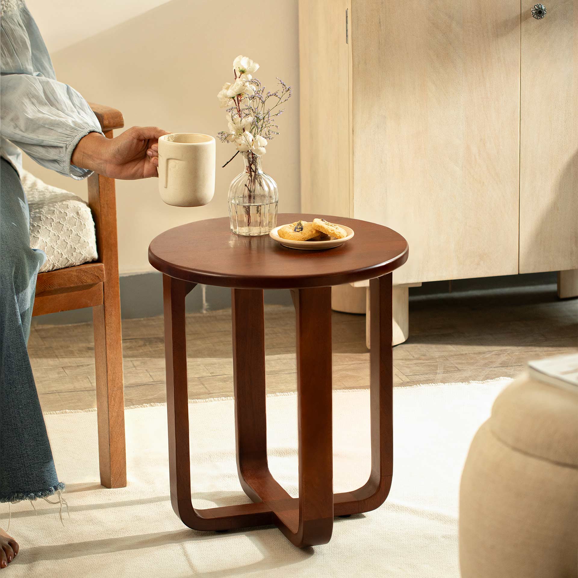 Wooden Four-Legged Side Table