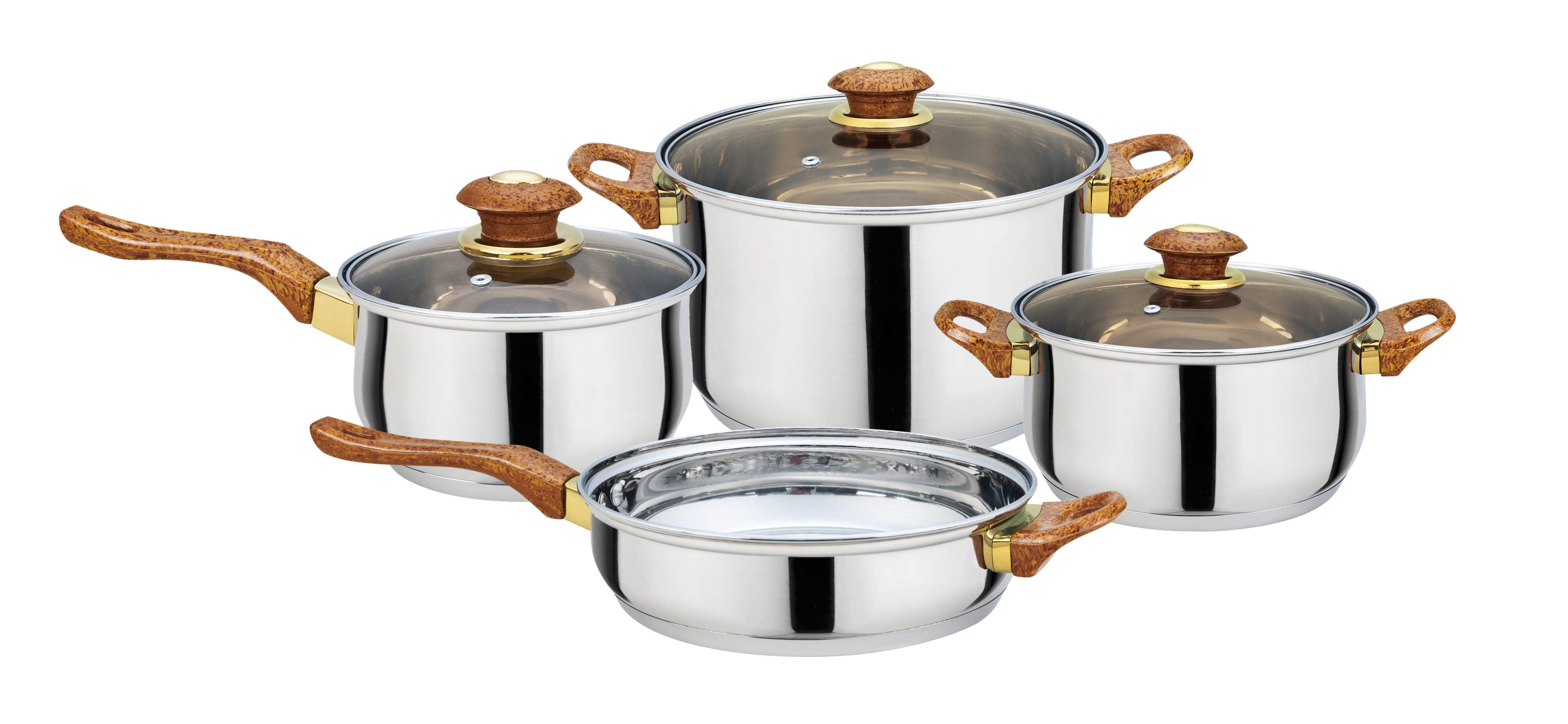 Stainless Steel Cookware Pots and Pans Set, 7 Piece Set