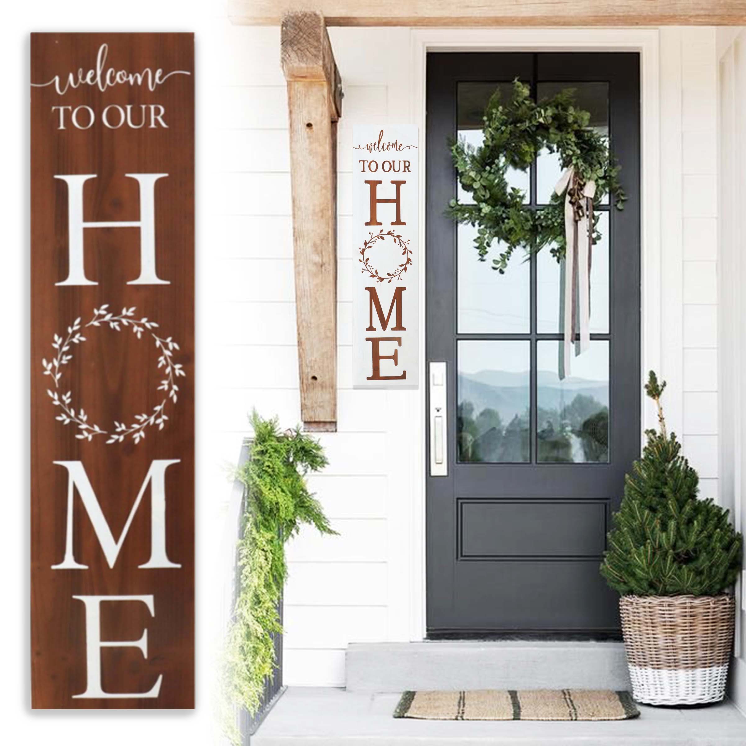 Welcome Porch Sign 72Inch Brown-Two Foldable