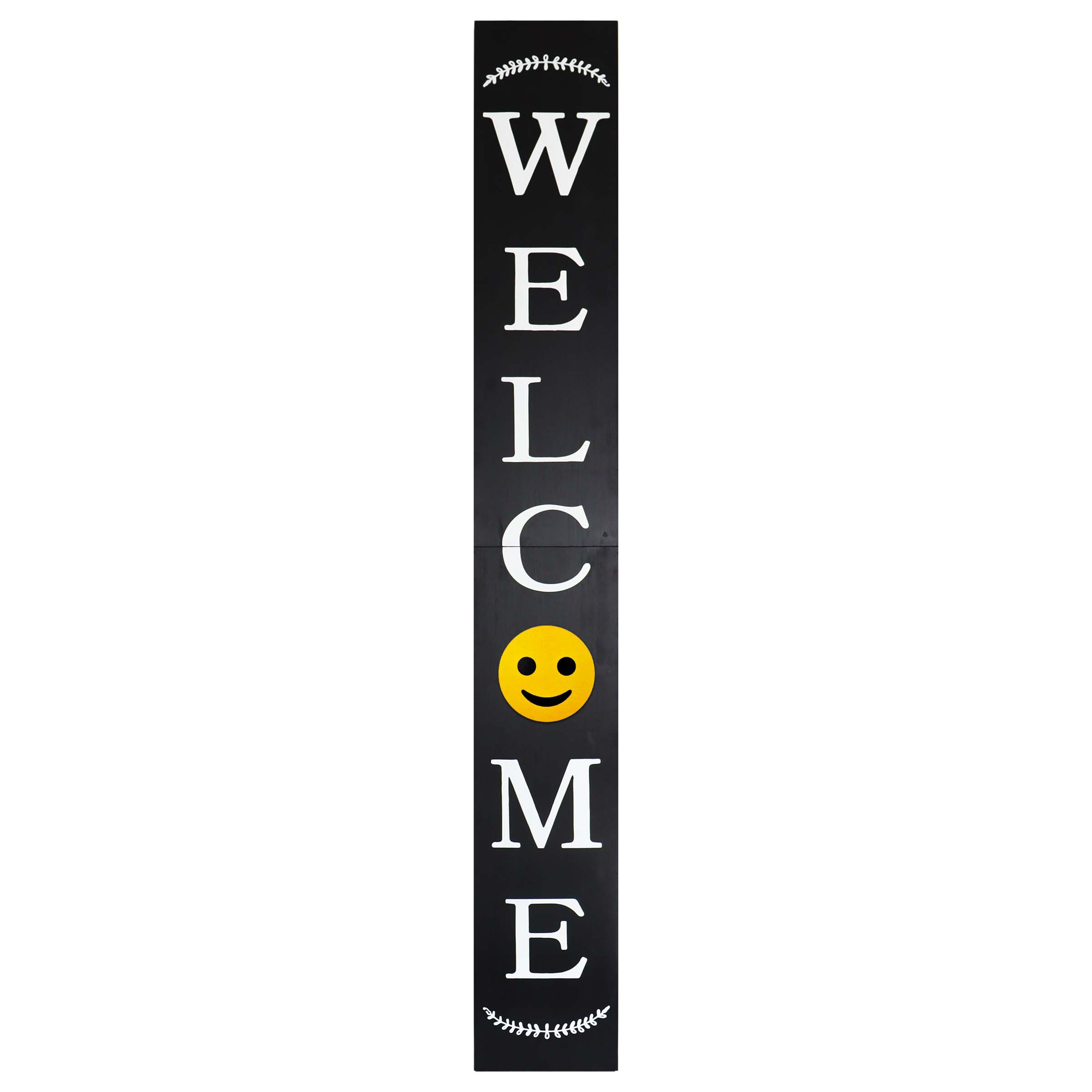 Smiley Face Modern Farmhouse Welcome Sign 72in: Black