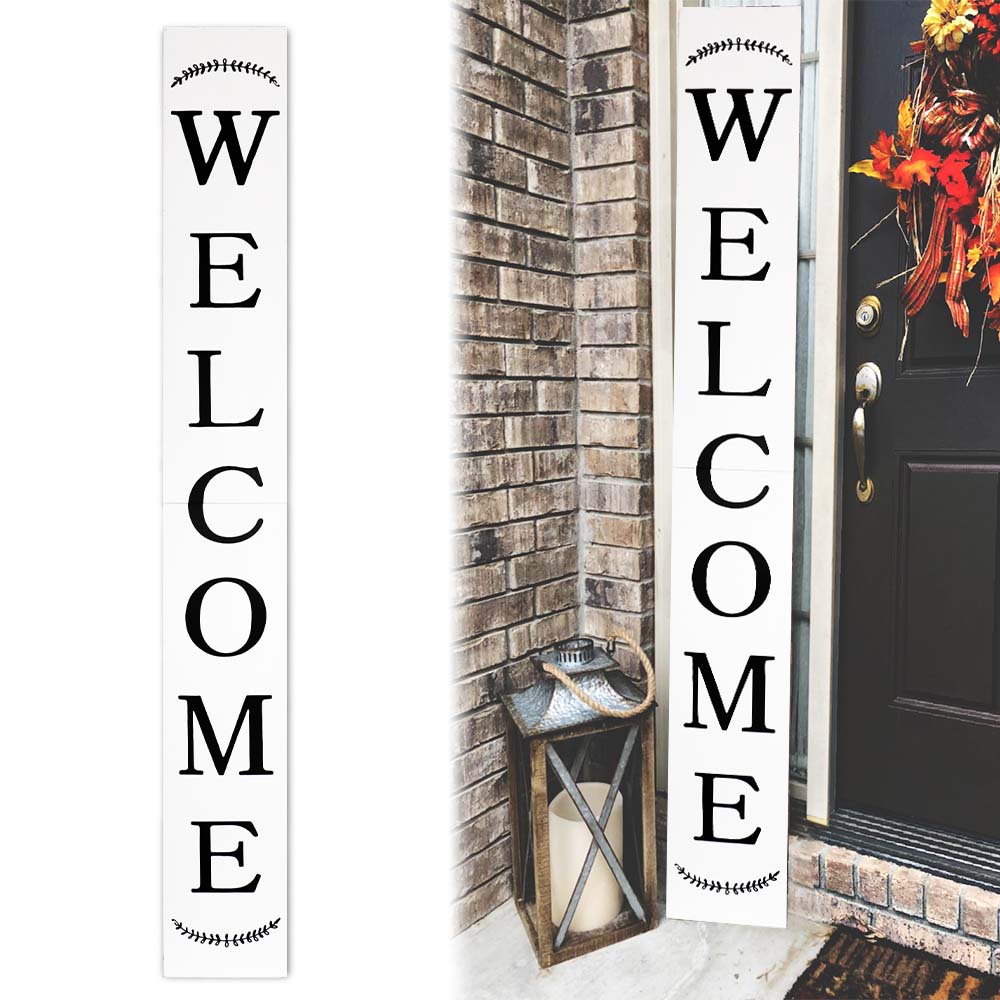 Modern Farmhouse Welcome Porch Sign - BiFold 72in White