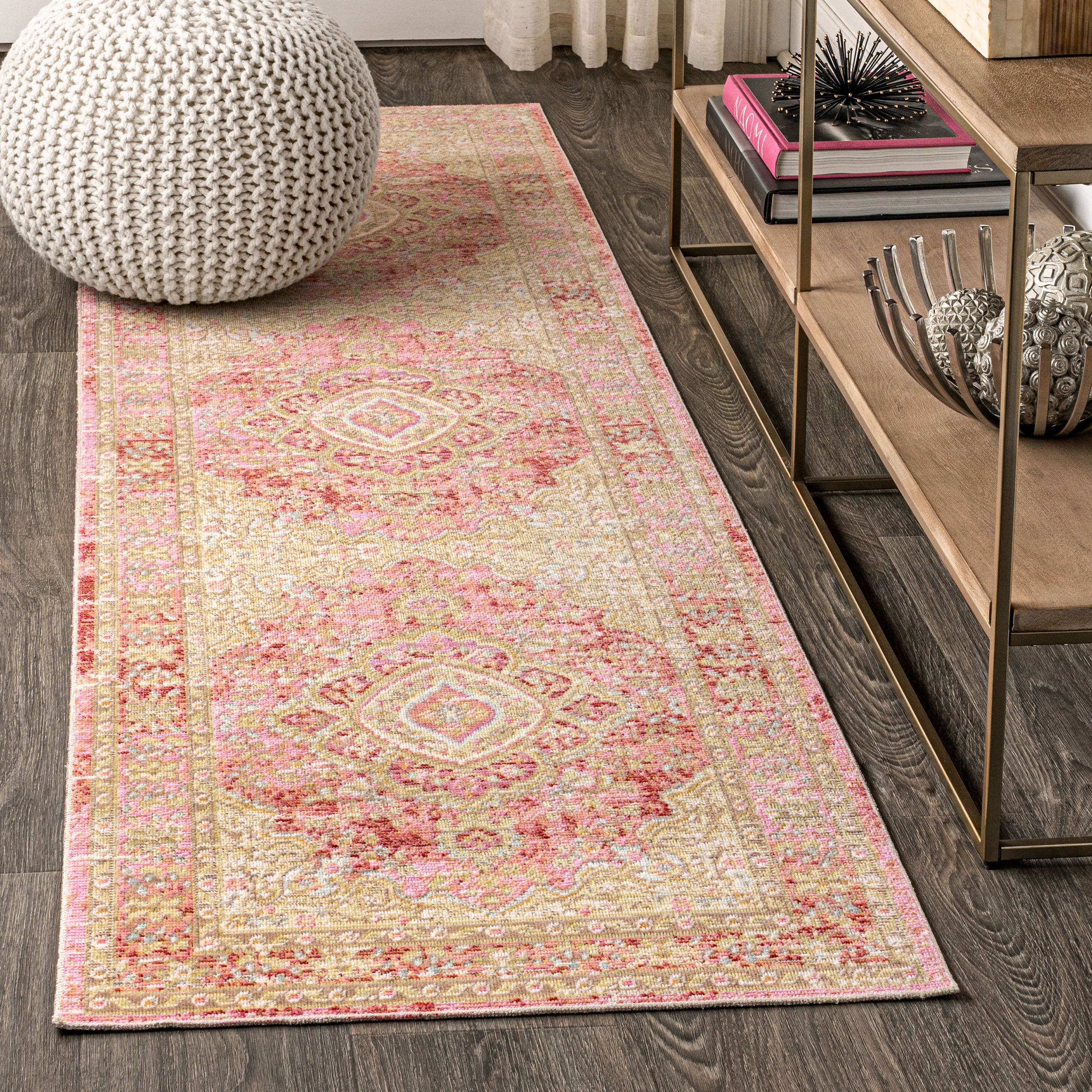 Khilana Floral Medallion Chambray Runner Rug