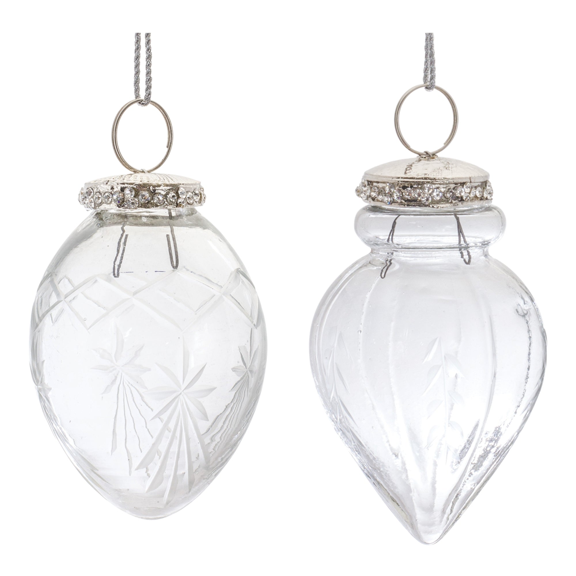 Etched Glass Teardrop Ornament (Set of 6)