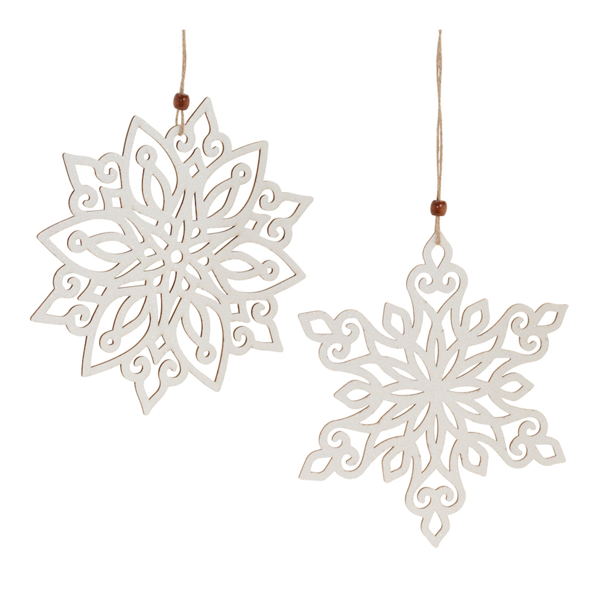 9.25"" Wood Cut-Out Snowflake Ornament (Set of 12)