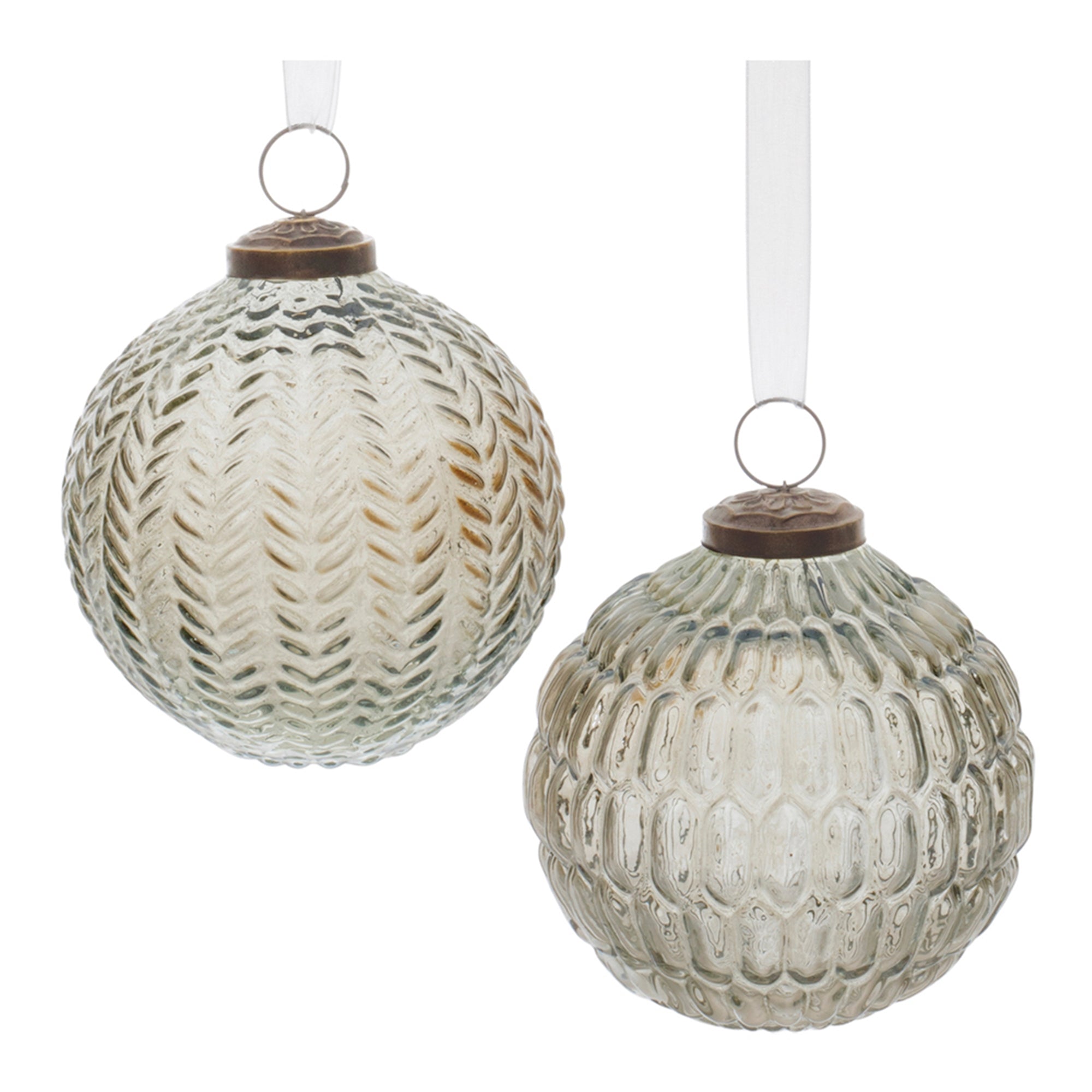 Grey Textured Frost Glass Glass Ornament (Set of 4)