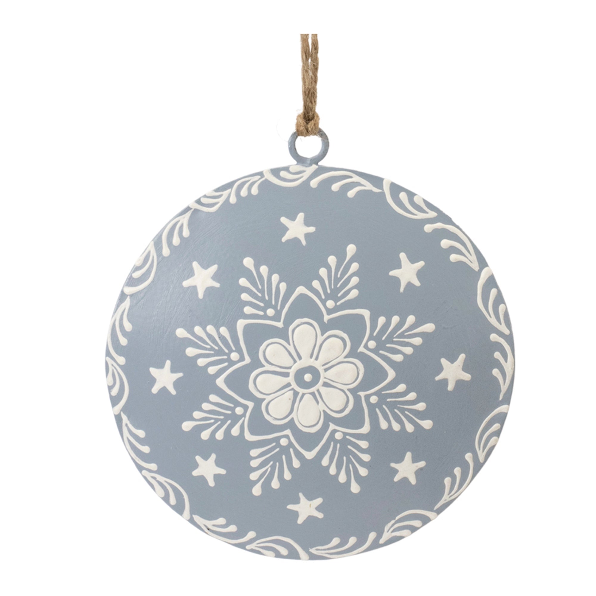 Metal Snowflake Disc Ornament (Set of 12)