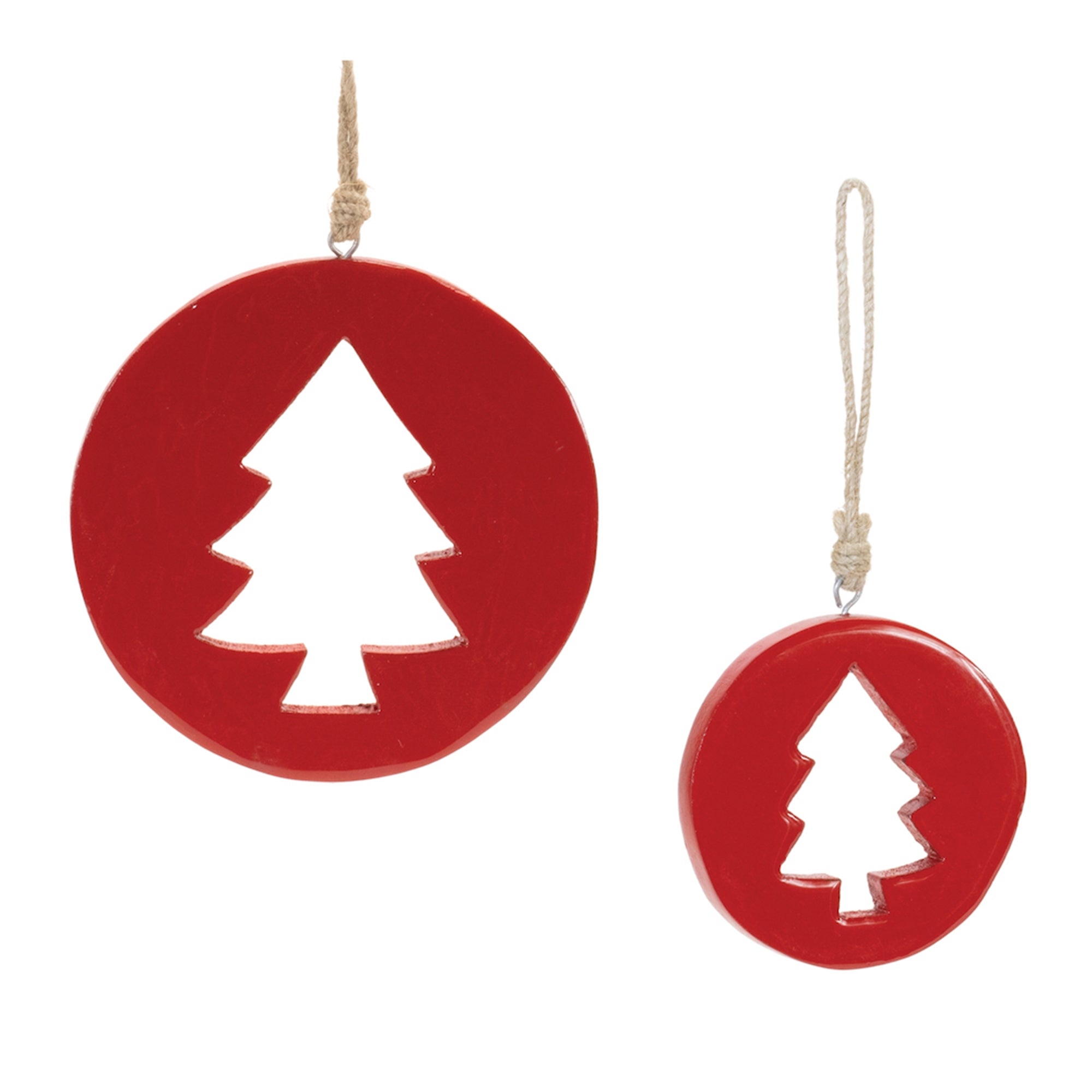 Red Wood Pine Tree Cut-Out Ornament (Set of 12)