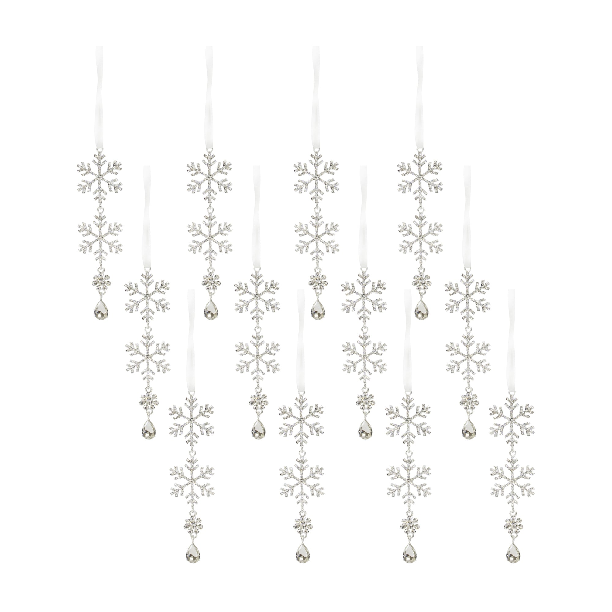 Jewel Tiered Snowflake Ornament Drop (Set of 12)