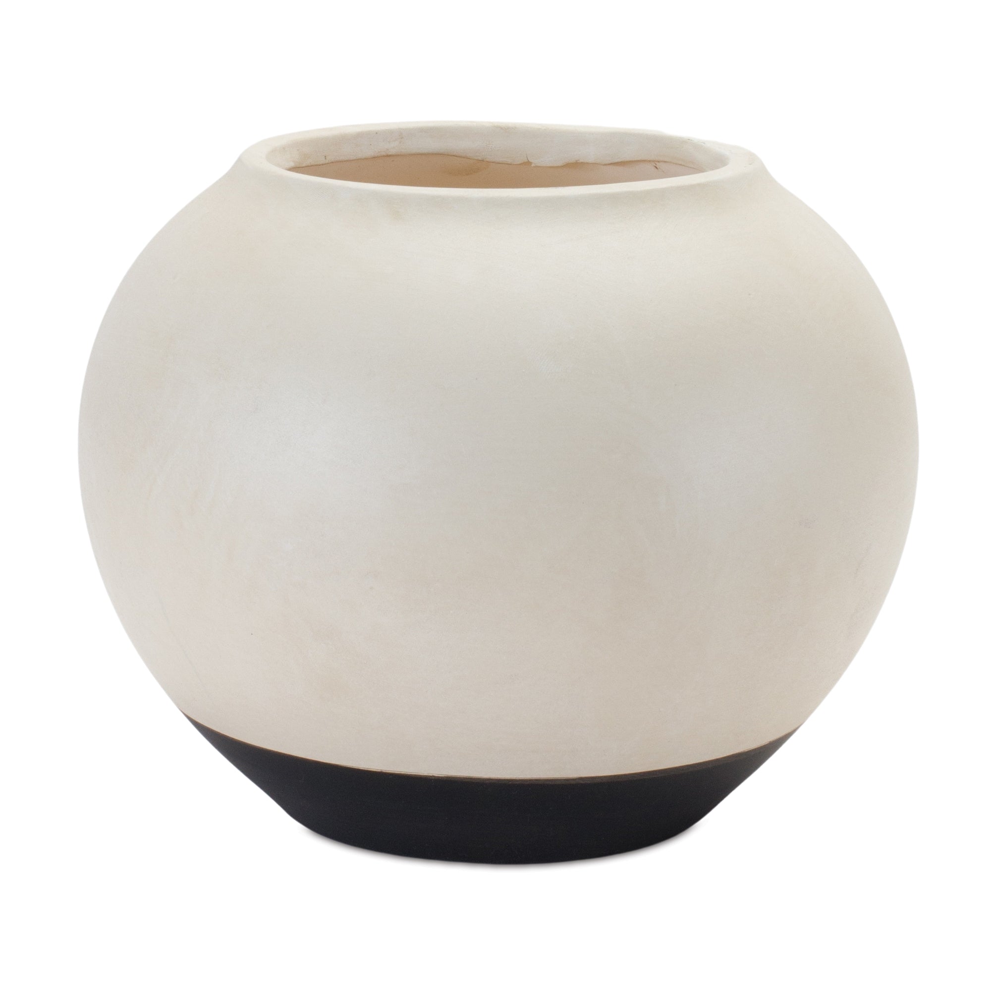 Beige Two Tone Ceramic Vase 8.75""D