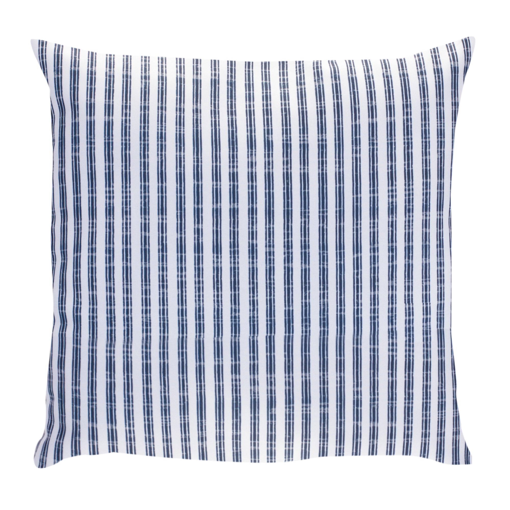 Blue and White Striped Throw Pillow 17""SQ