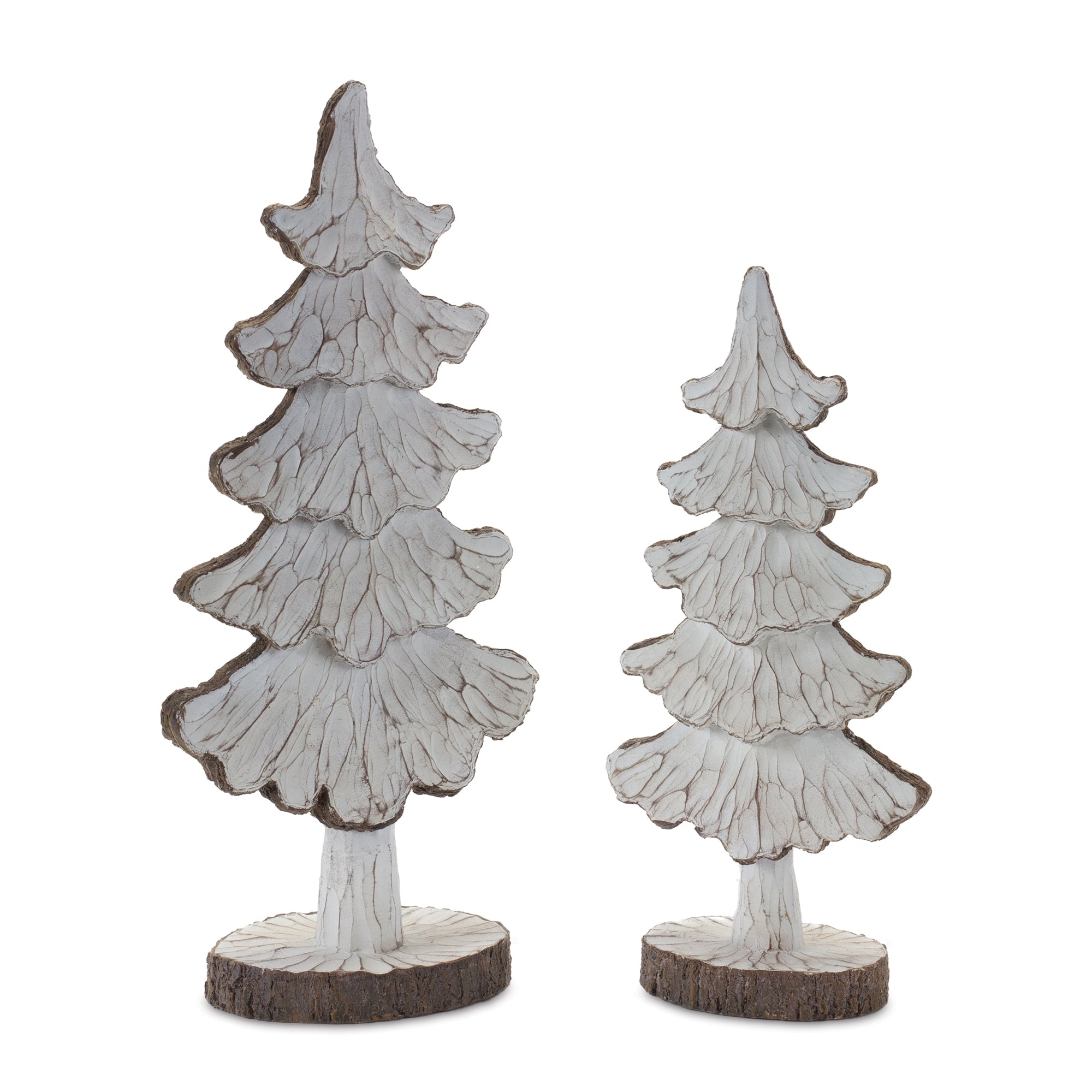 Carved Pine Tree Decor (Set of 2)