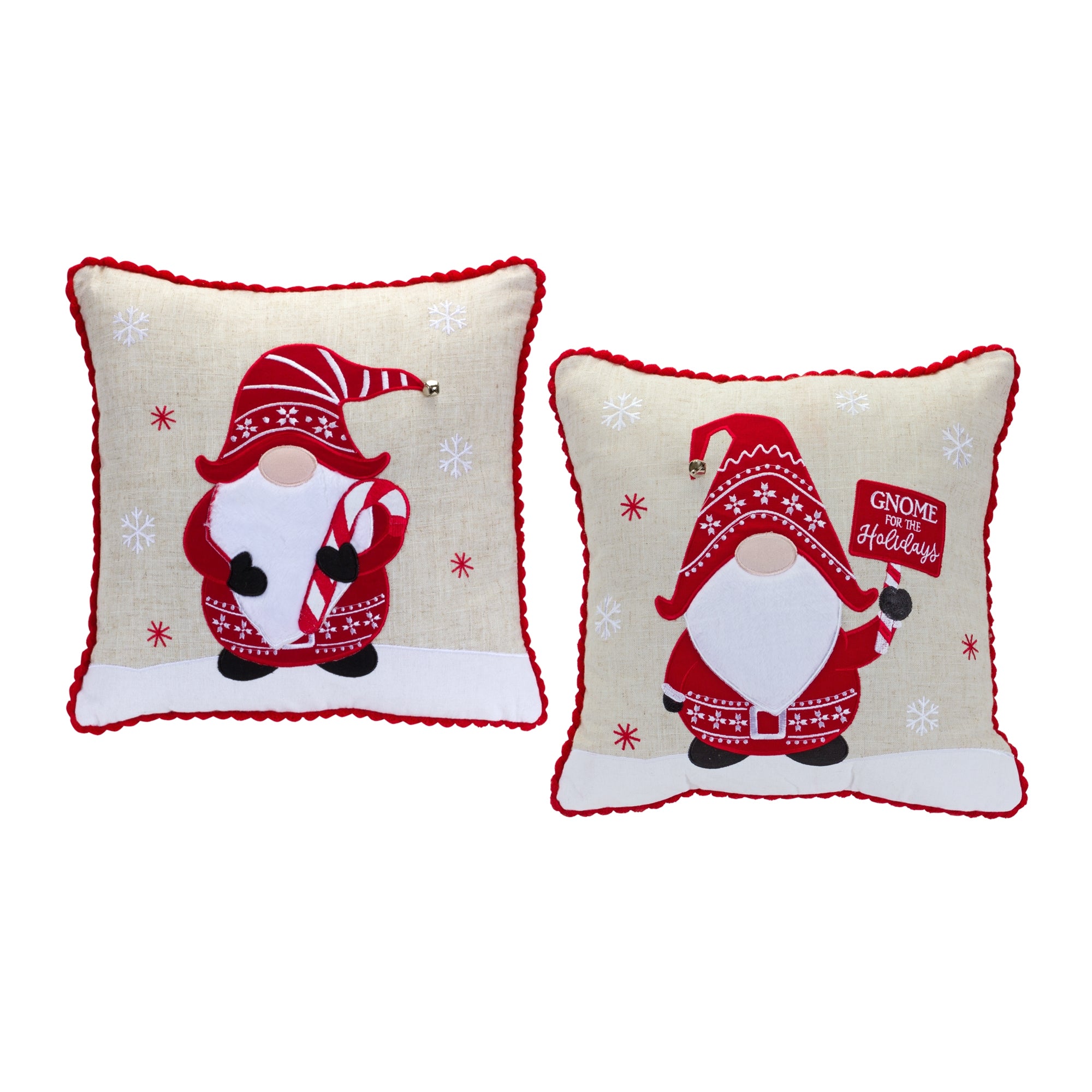 Embroidered Gnome and Nordic Snowflake Pillow (Set of 2)