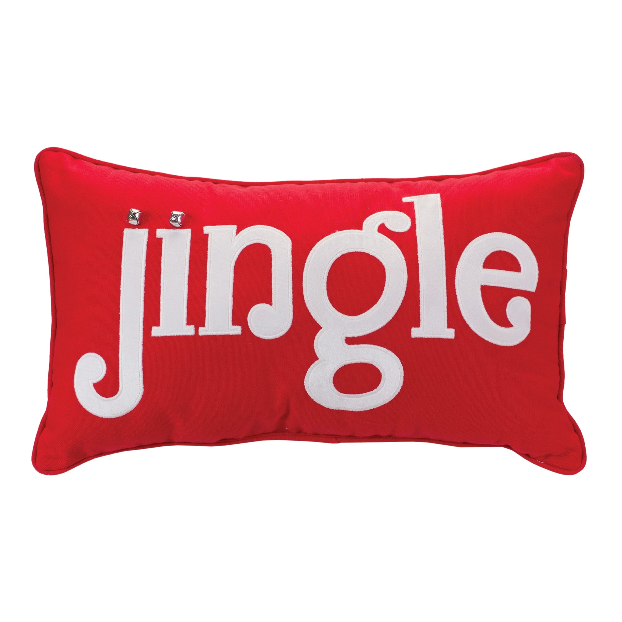 Embroidered Jingle Holiday Pillow 19.5""L