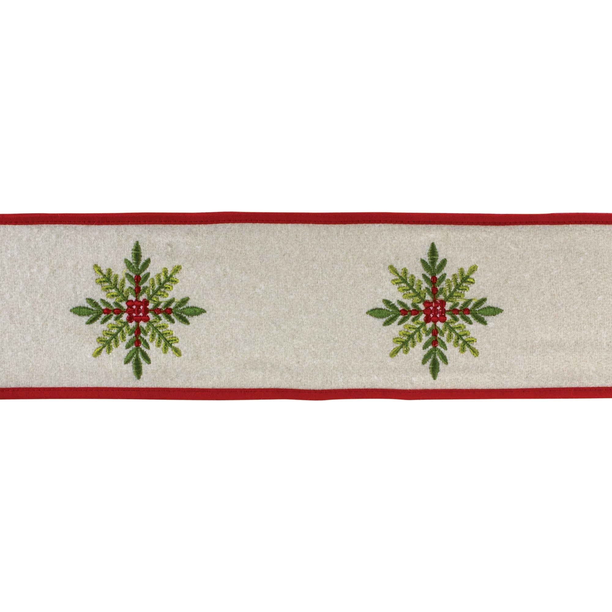 Embroidered Snowflake Holiday Ribbon 4"" x 5 yds.