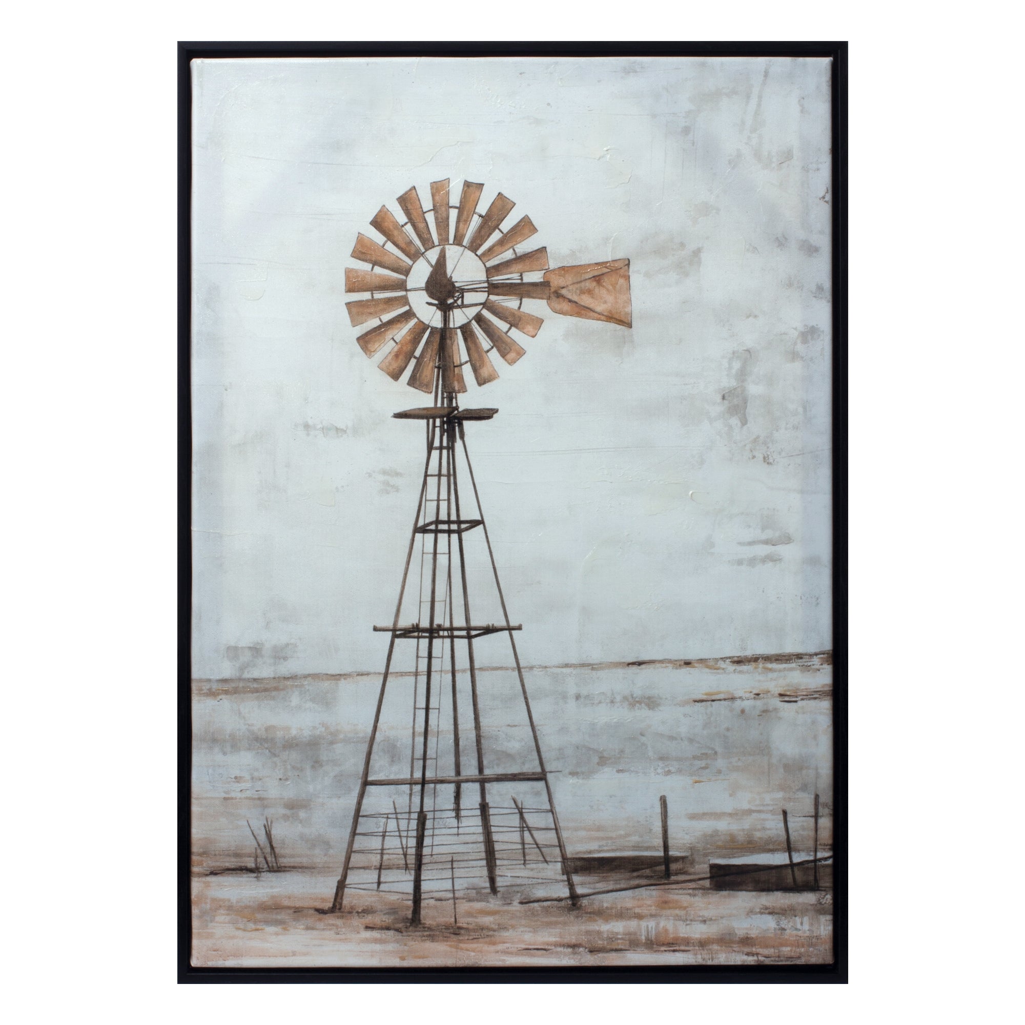 Framed Windmill Canvas Print 28""H