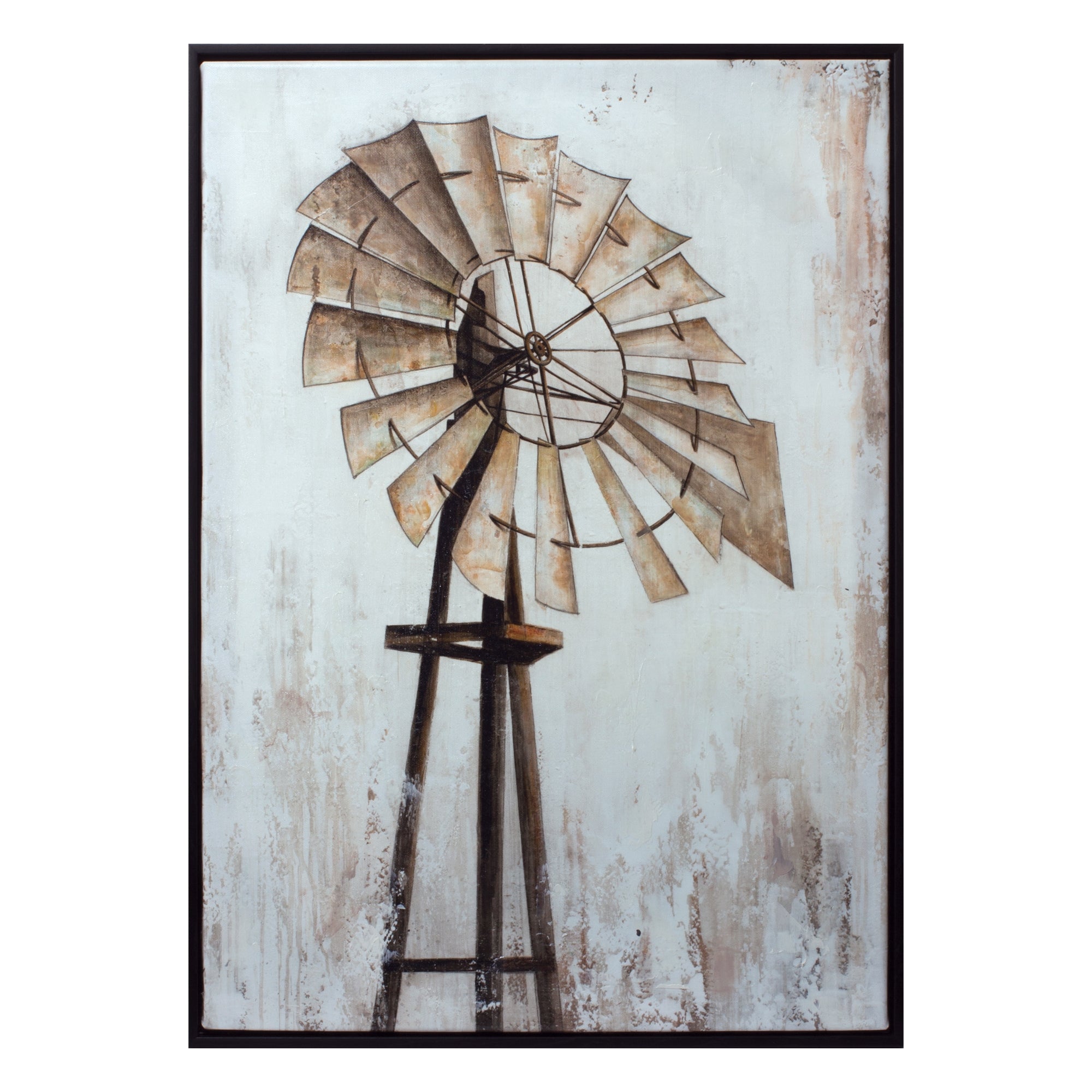 Framed Windmill Wall Canvas 28""H