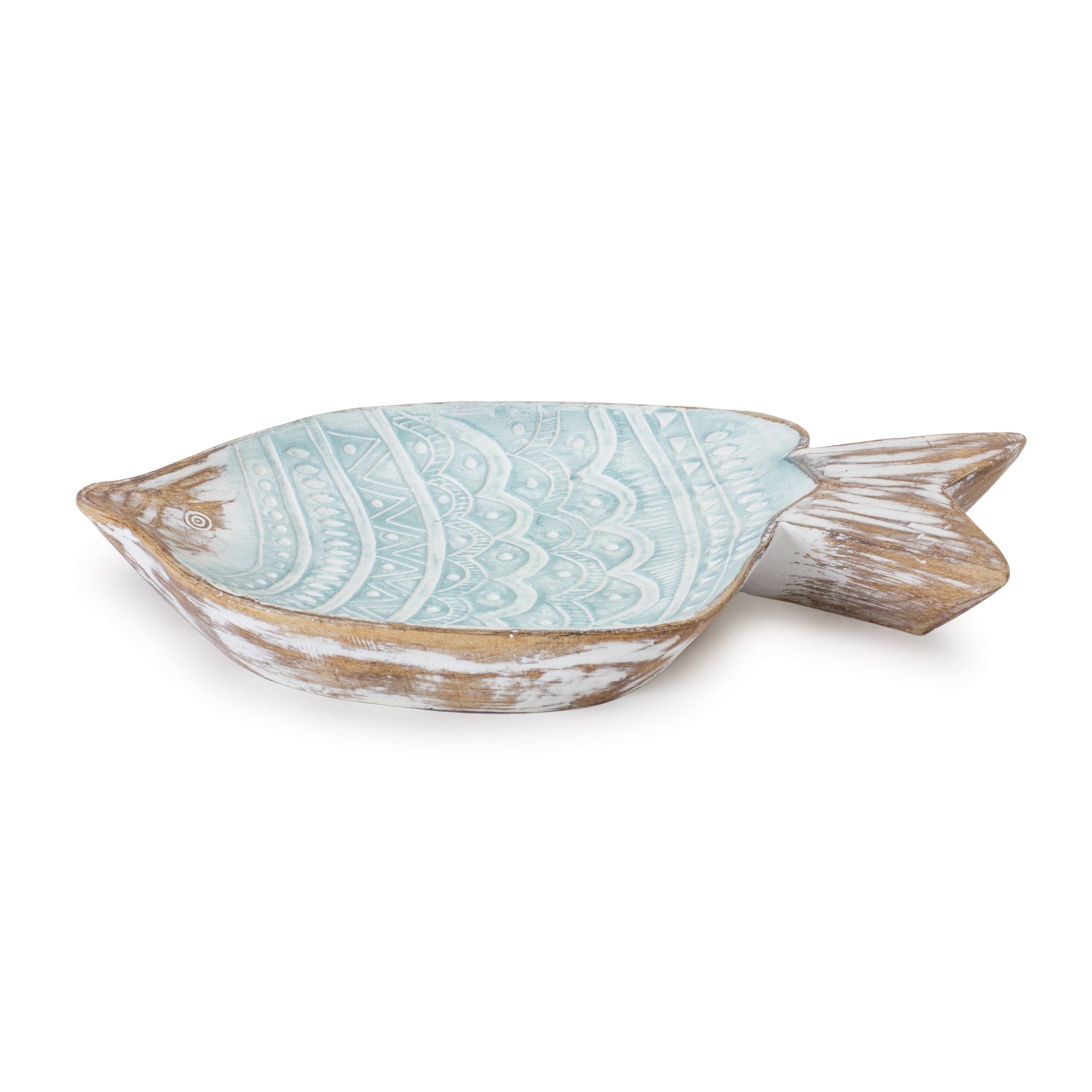 Geometric Etched Fish Bowl 11.5""L