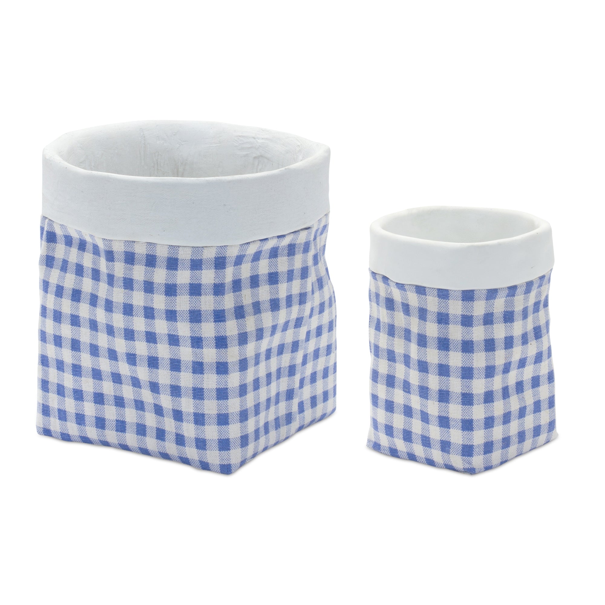 Gingham Sack Design Stone Planter (Set of 2)