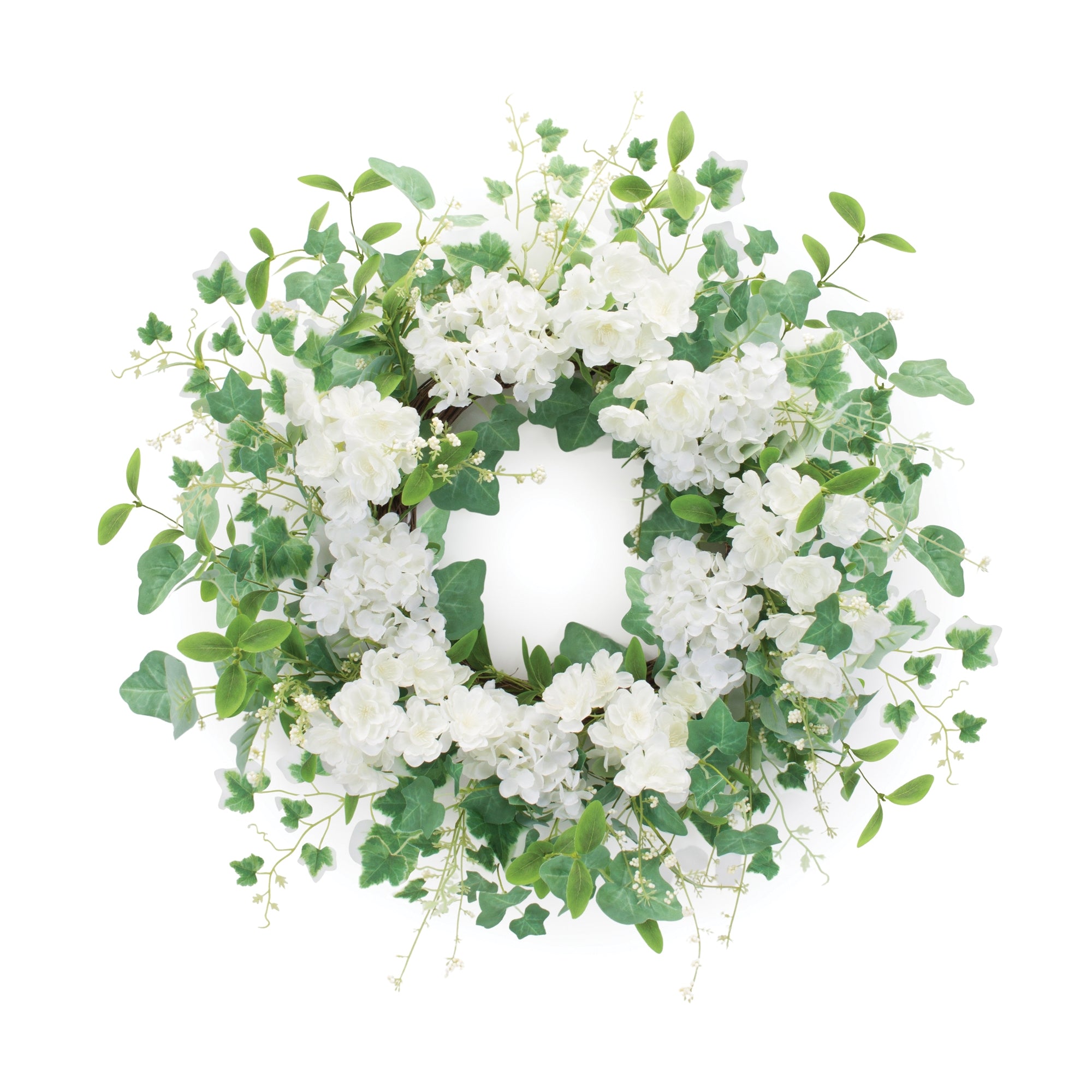 Hydrangea and Ivy Leaf Wreath 21.5""D