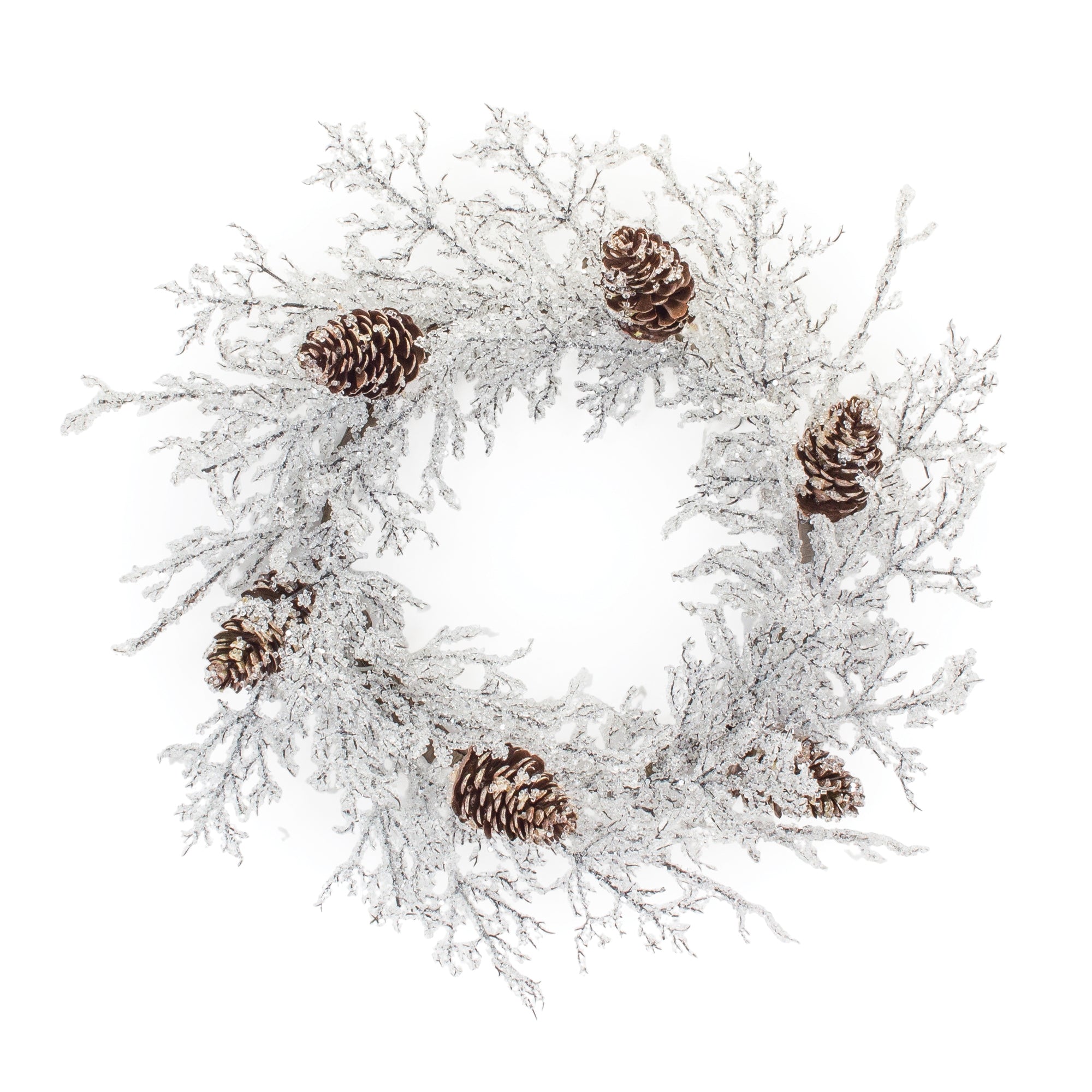 Iced Twig Pinecone Wreath 24""D