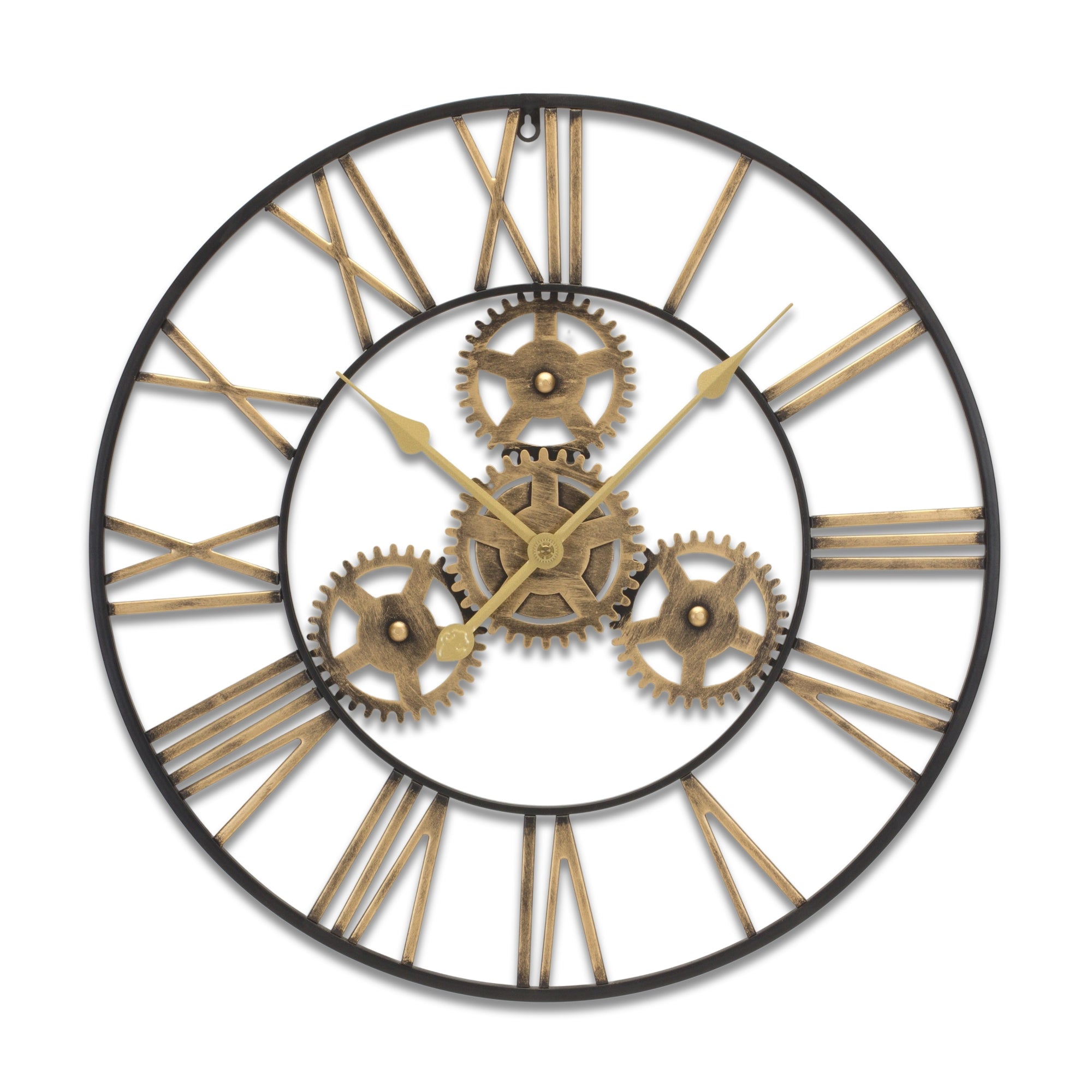 Industrial Iron Gears Wall Clock with Roman Numerals 23.75""D